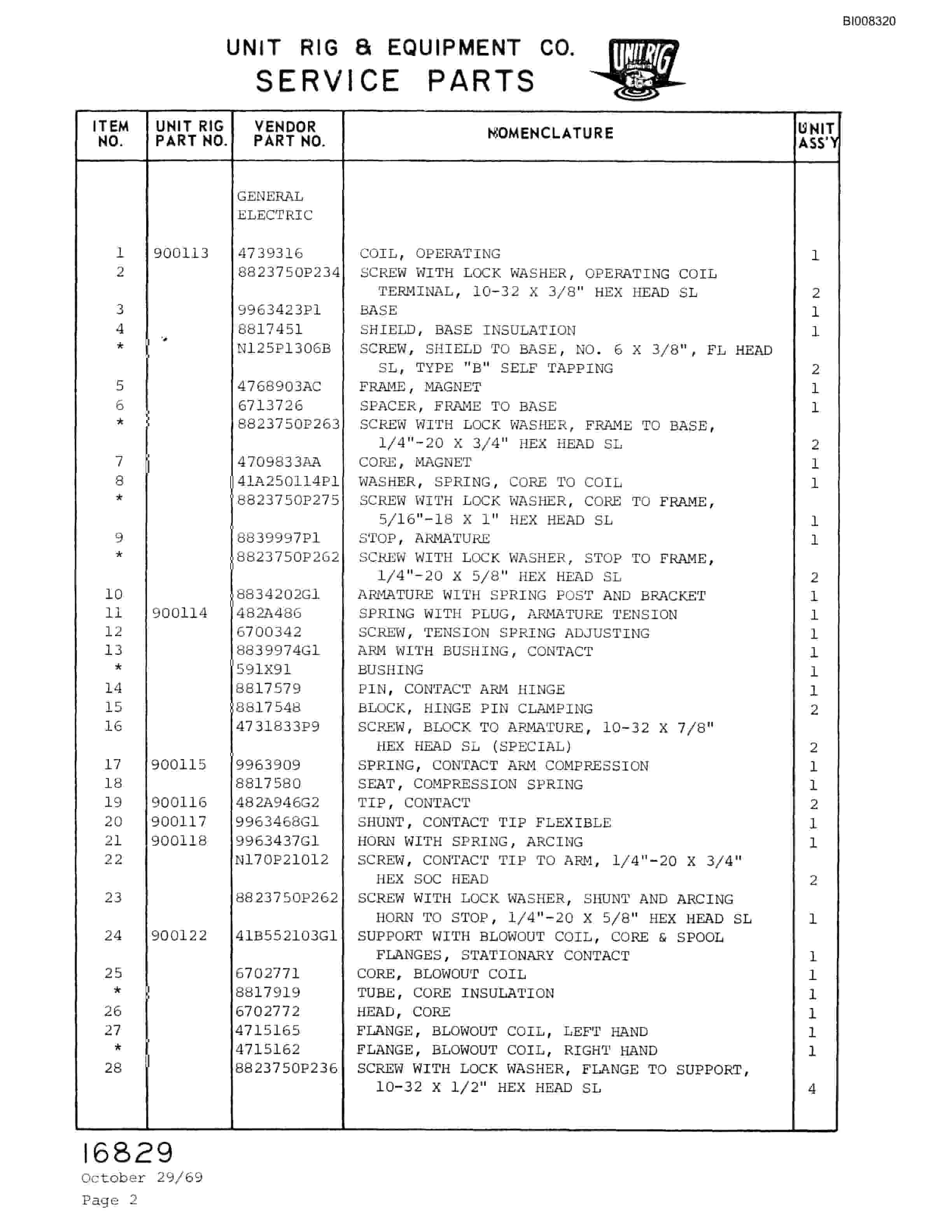 Bucyrus M-100 Parts Catalog BI008320-3