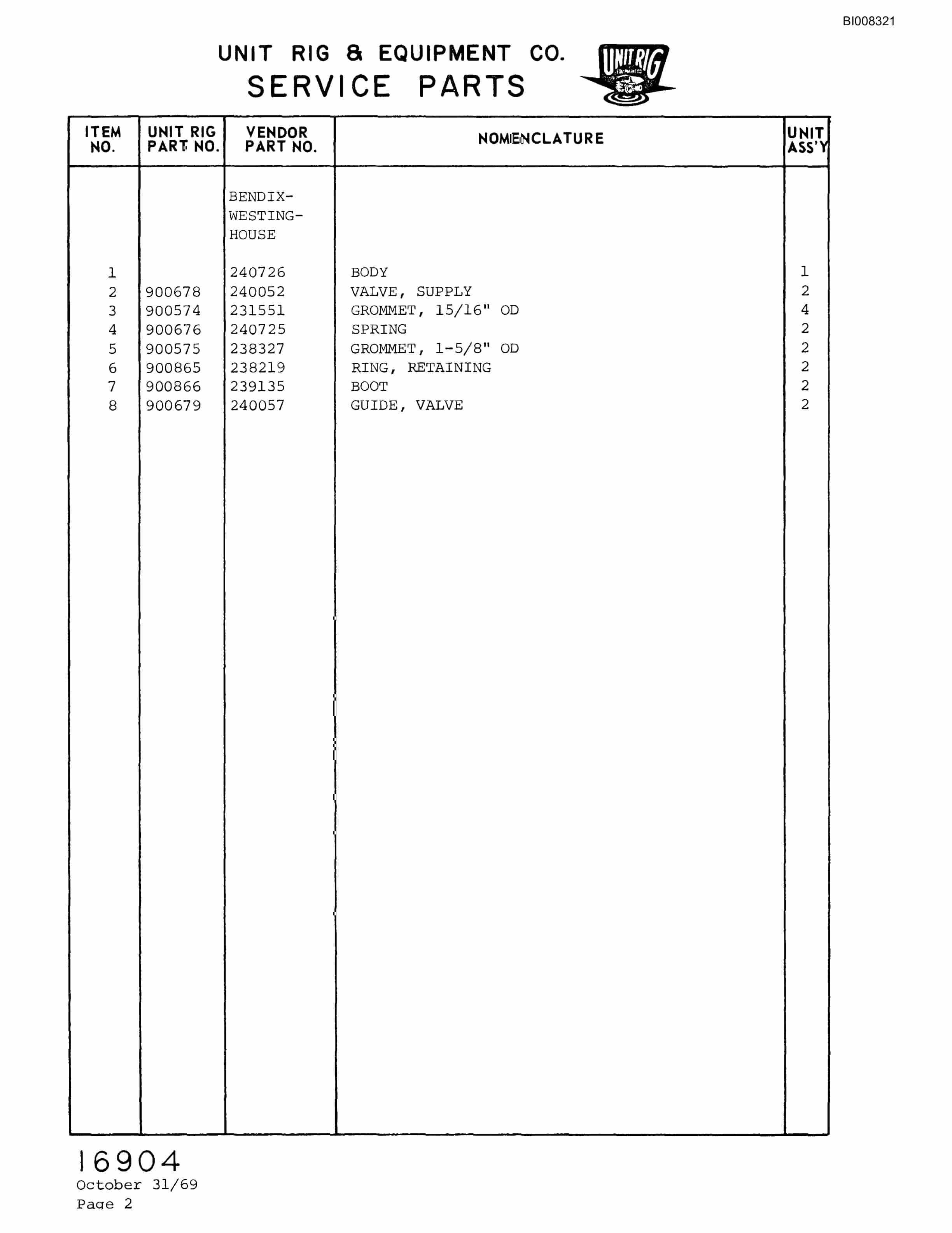 Bucyrus M-100 Parts Catalog BI008321-3
