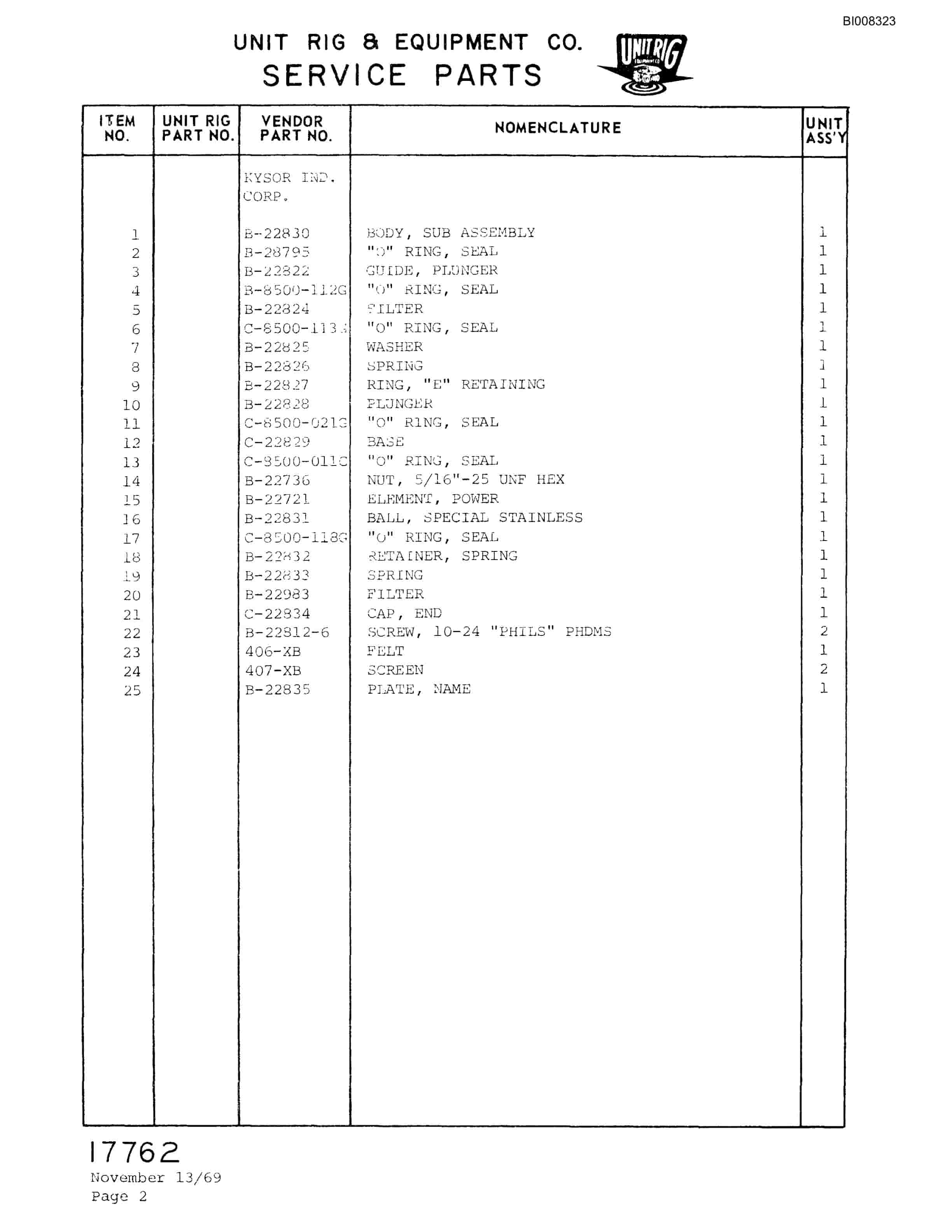 Bucyrus M-100 Parts Catalog BI008323-4