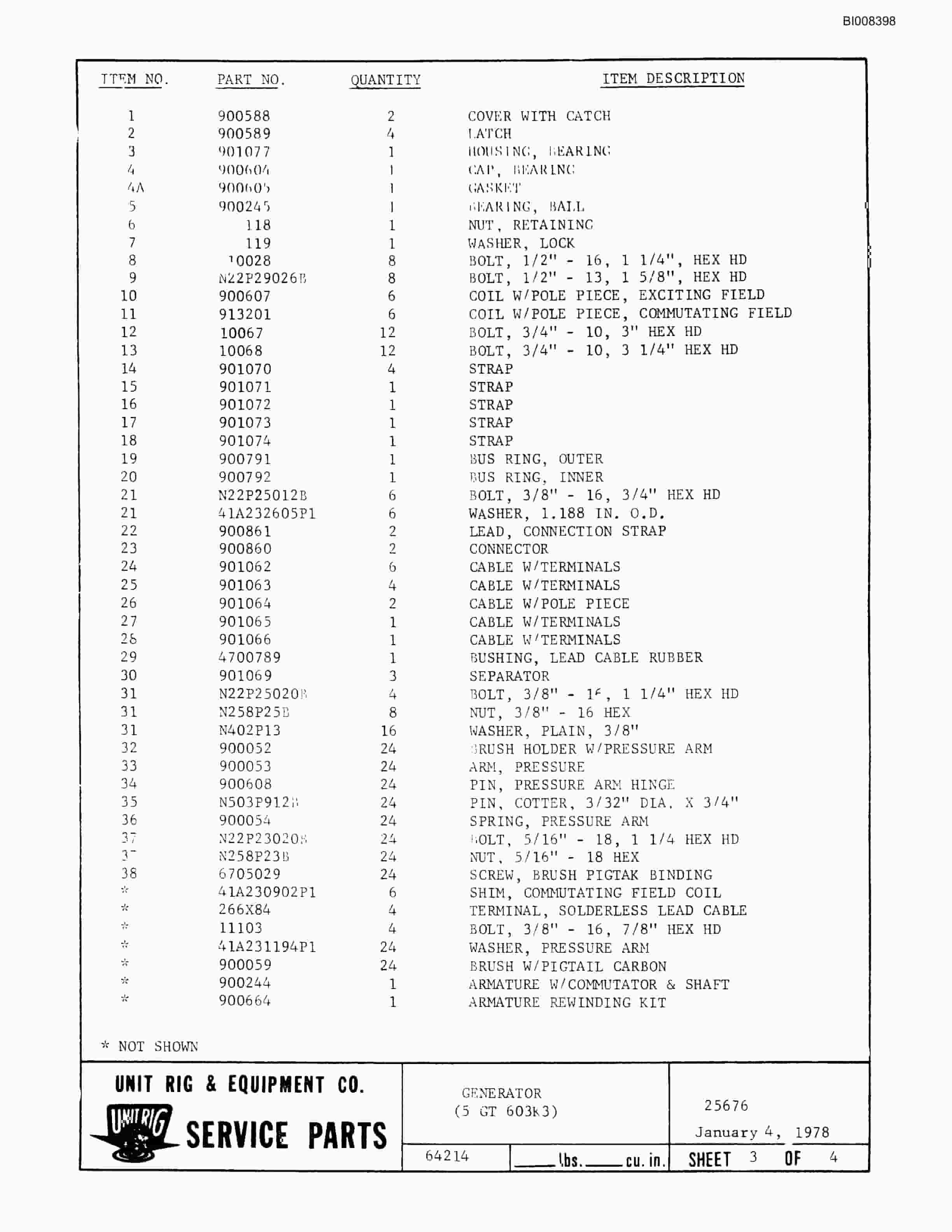 Bucyrus M-100 Parts Catalog BI008398-5