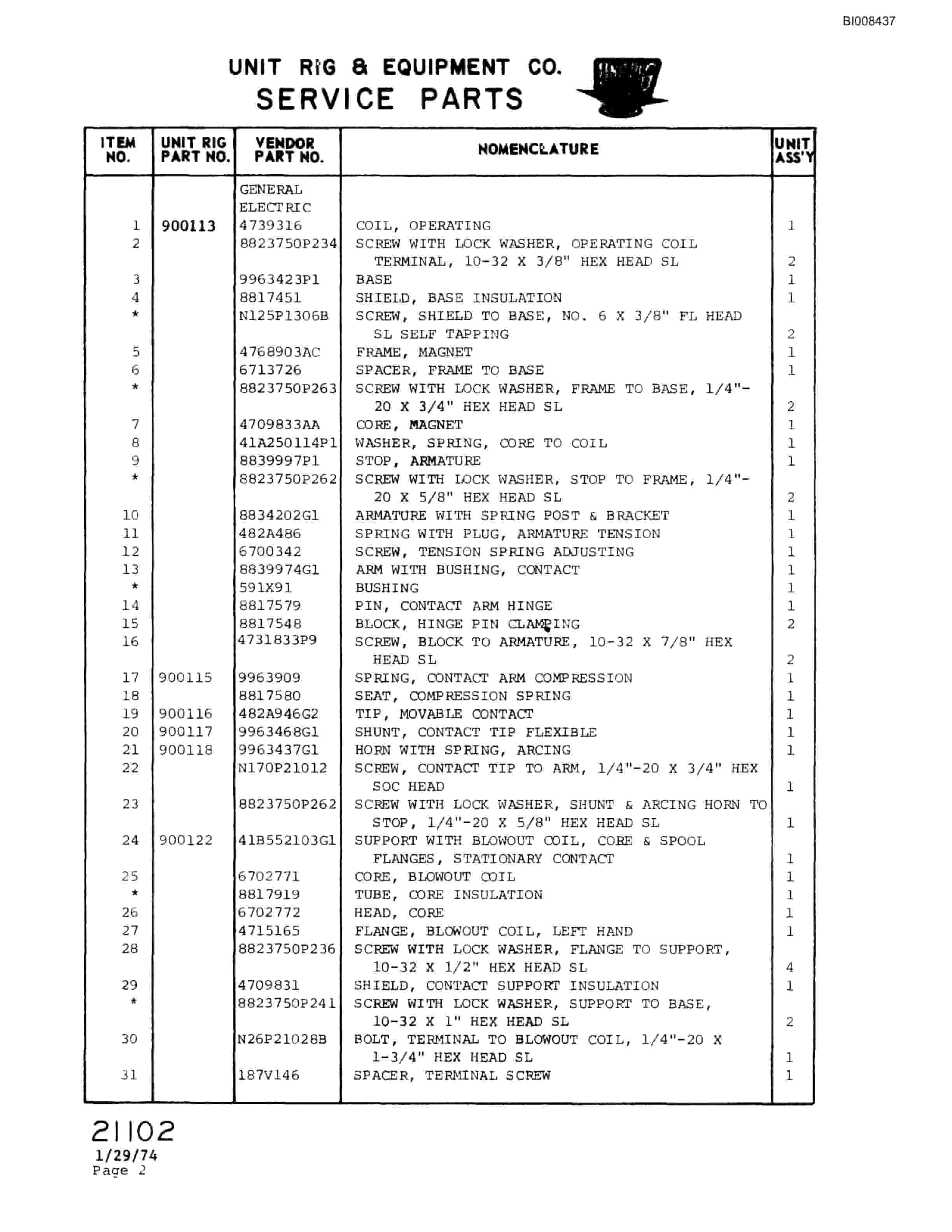 Bucyrus M-100 Parts Catalog BI008437-5
