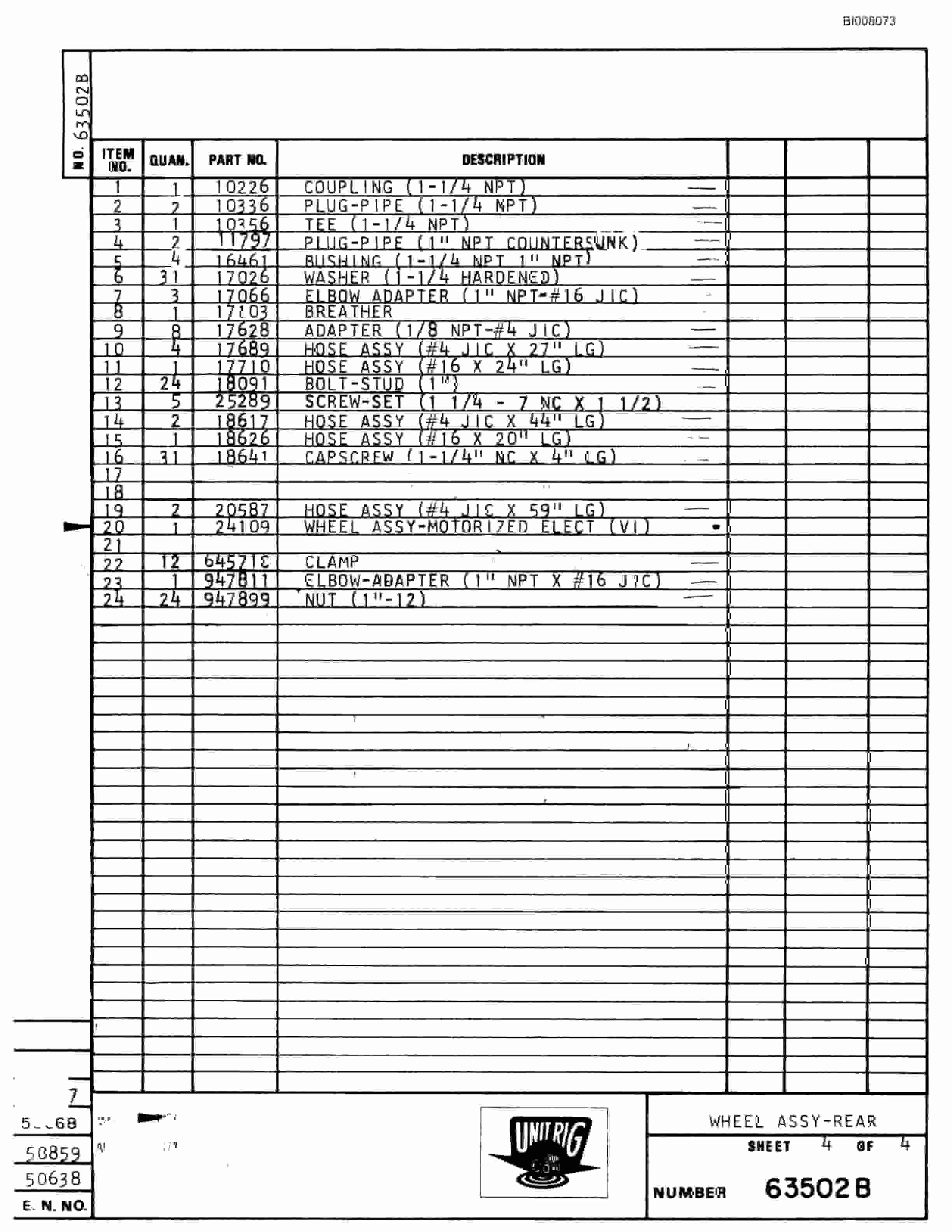 Bucyrus M-120-17 Parts Catalog BI008073-2