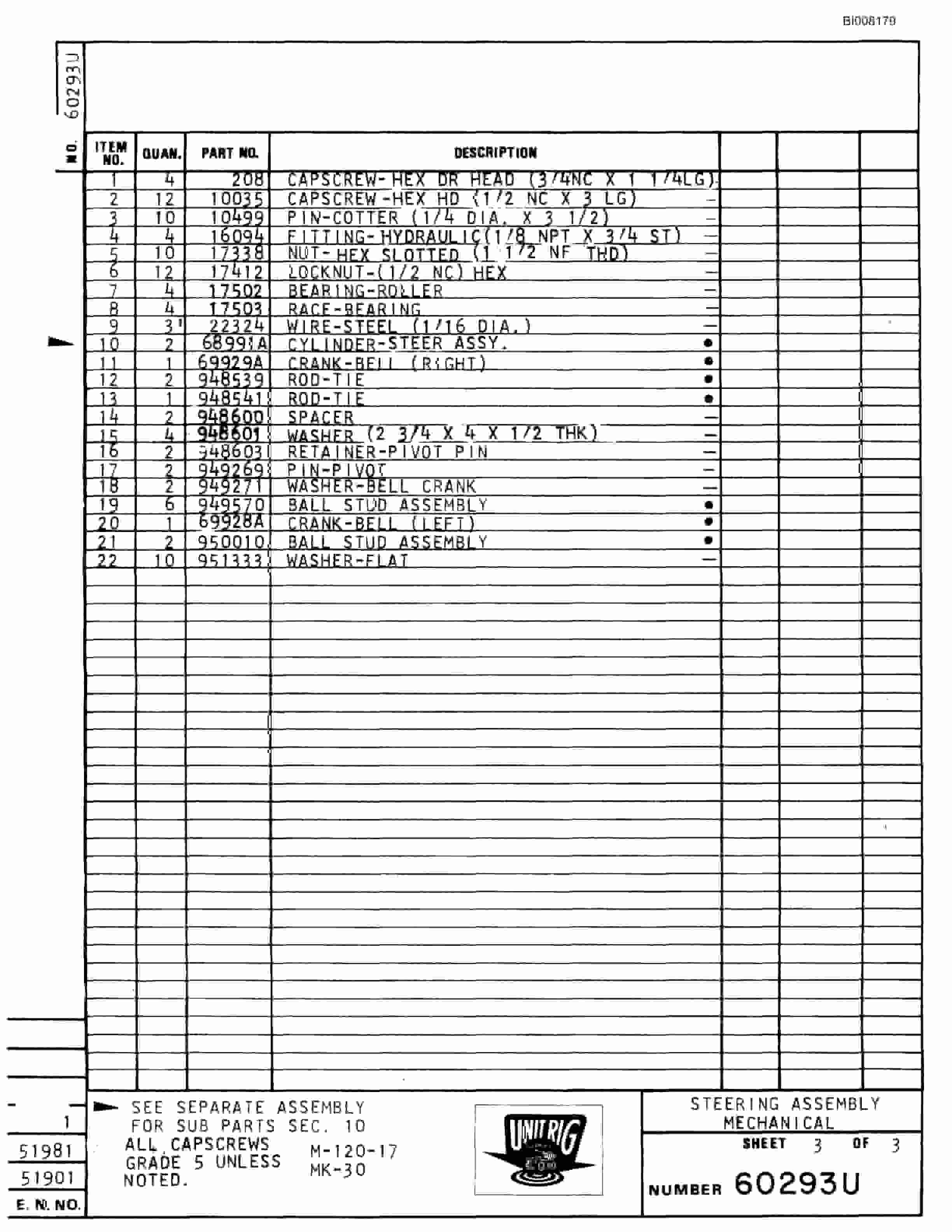 Bucyrus M-120-17 Parts Catalog BI008179-2