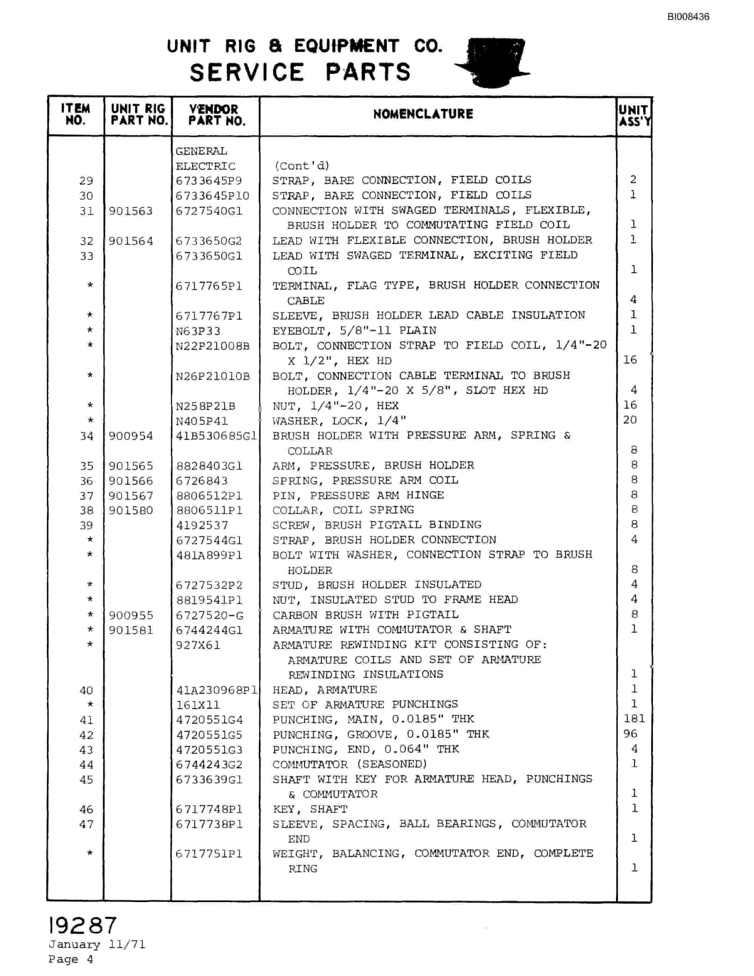 Bucyrus M-120-17 Parts Catalog BI008436-3