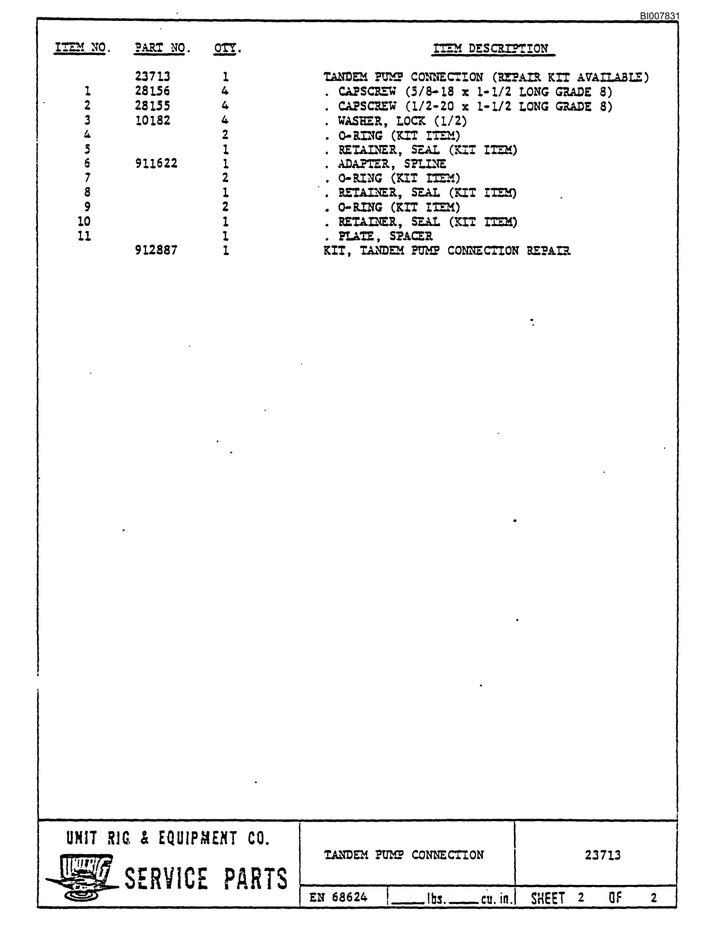 Bucyrus M-120 Assembly Parts Catalog BI007831-3
