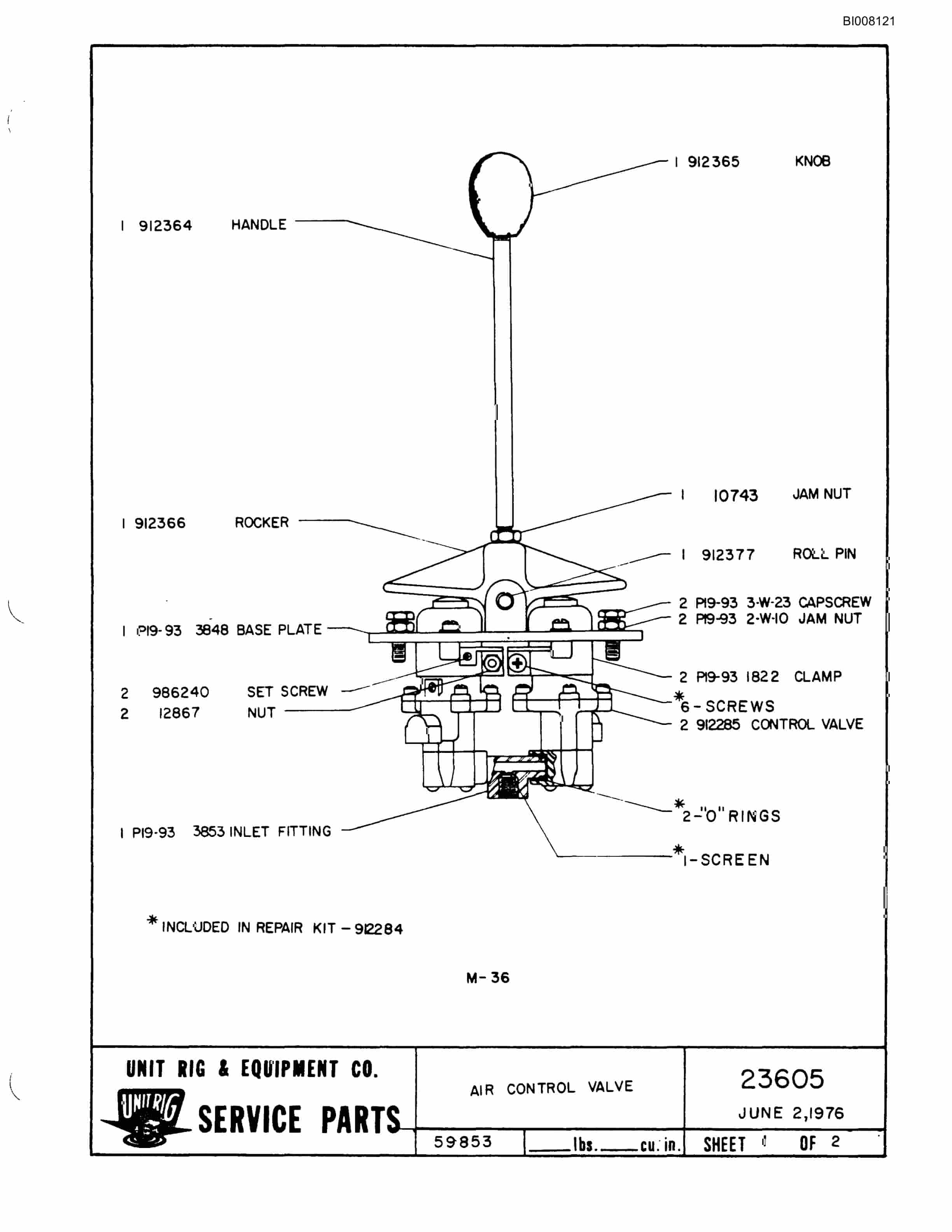 Bucyrus M-120 Assembly Parts Catalog BI008121-3