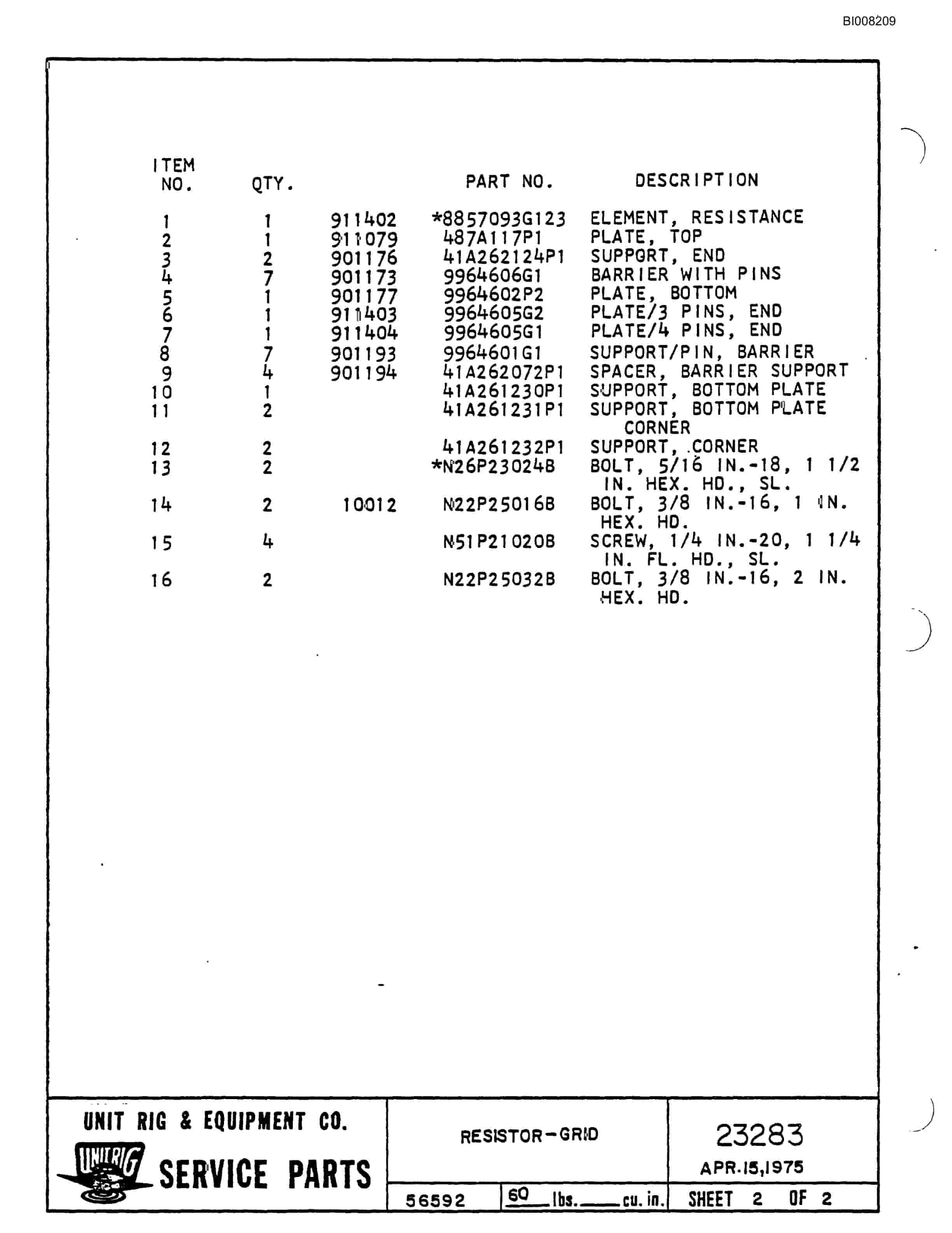 Bucyrus M-120 Assembly Parts Catalog BI008209-3