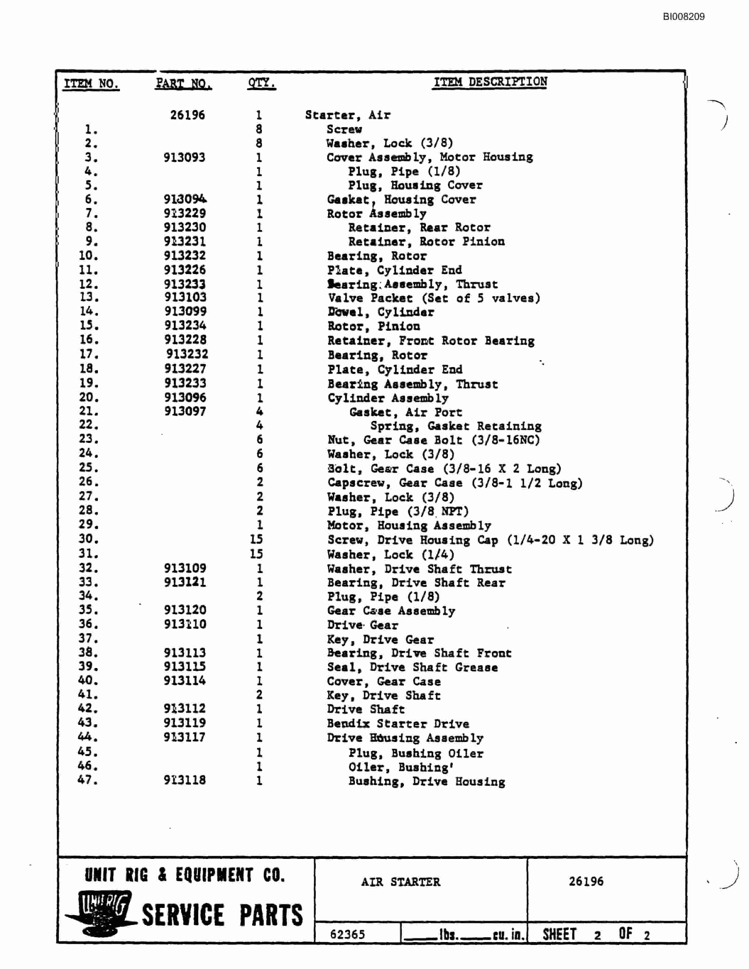 Bucyrus M-120 Assembly Parts Catalog BI008209-4