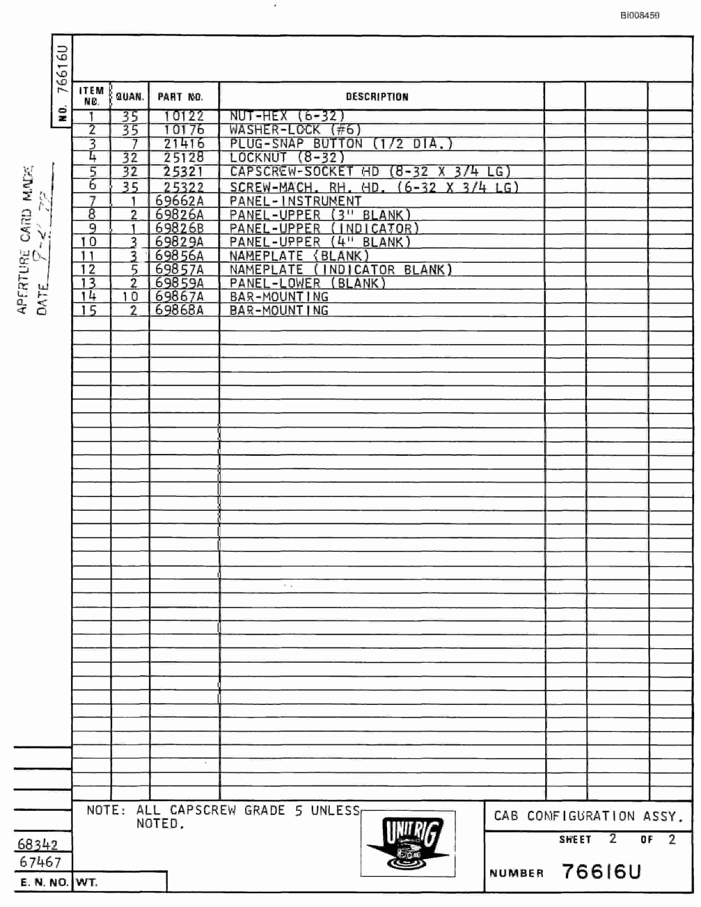 Bucyrus M-120 Assembly Parts Catalog BI008459-2