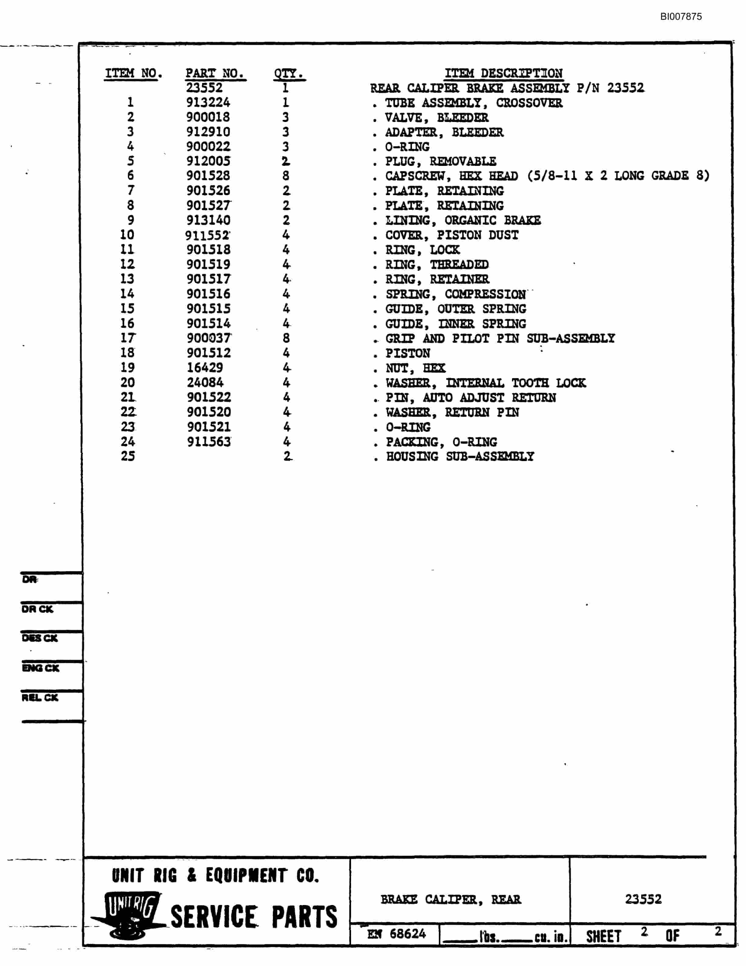 Bucyrus M-120 Illustrated Parts Catalog BI007875-3