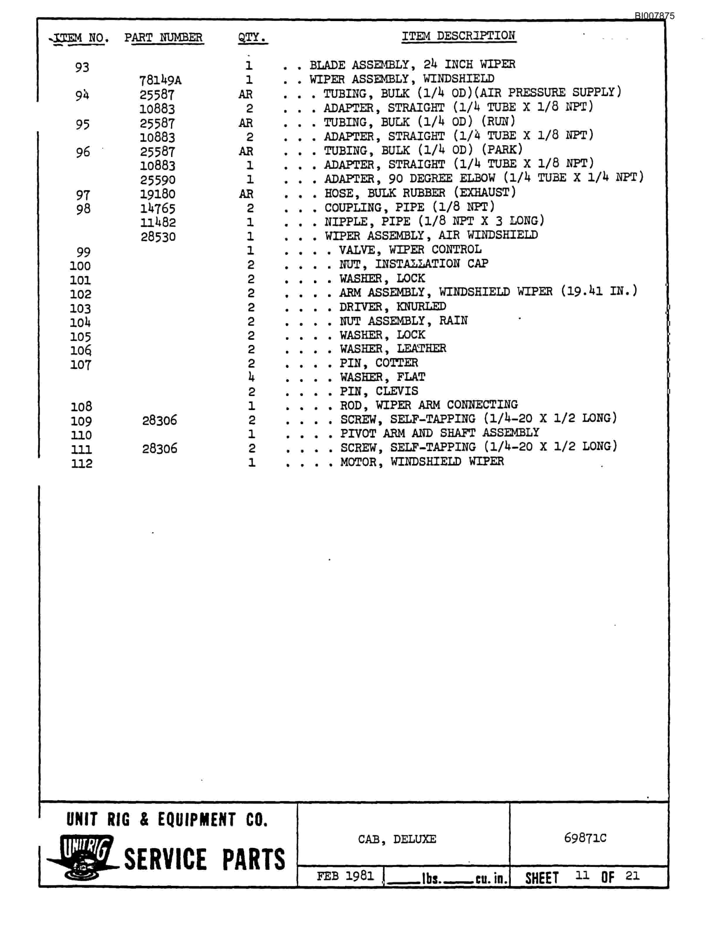Bucyrus M-120 Illustrated Parts Catalog BI007875-4