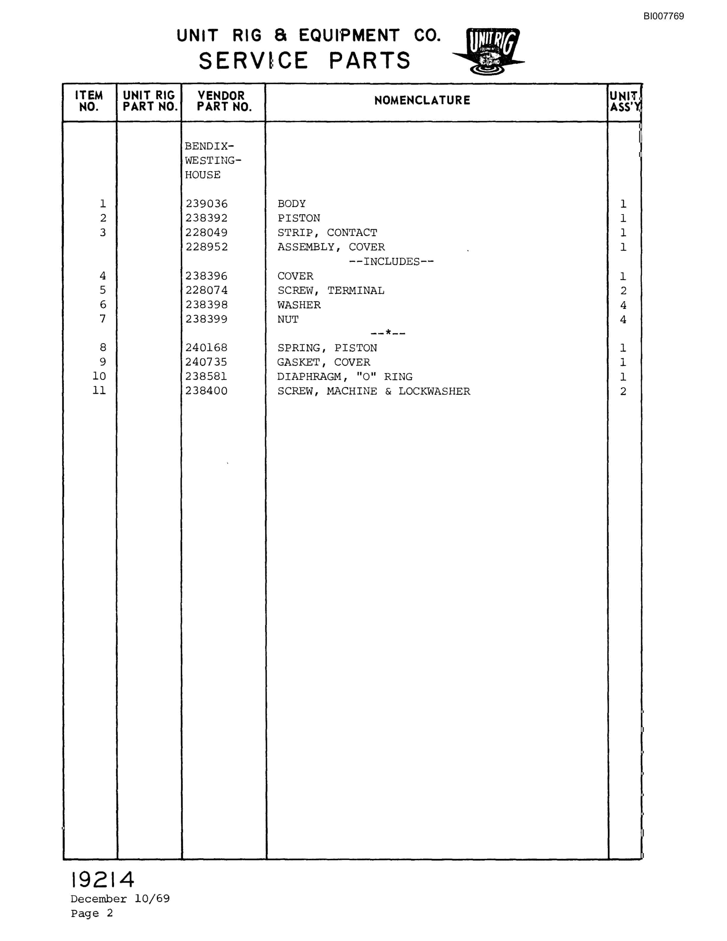 Bucyrus M-120 Parts Catalog BI007769-5