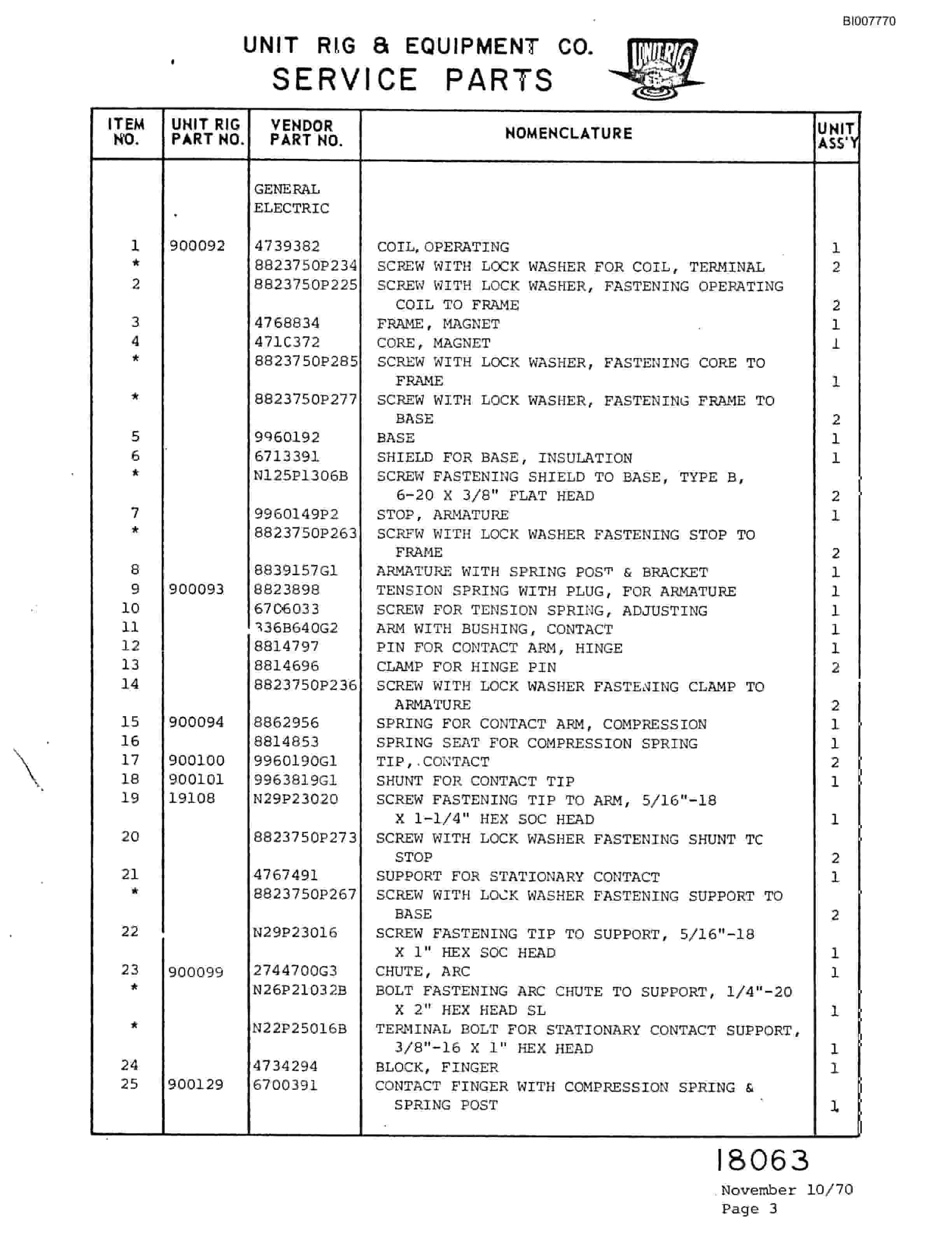 Bucyrus M-120 Parts Catalog BI007770-4