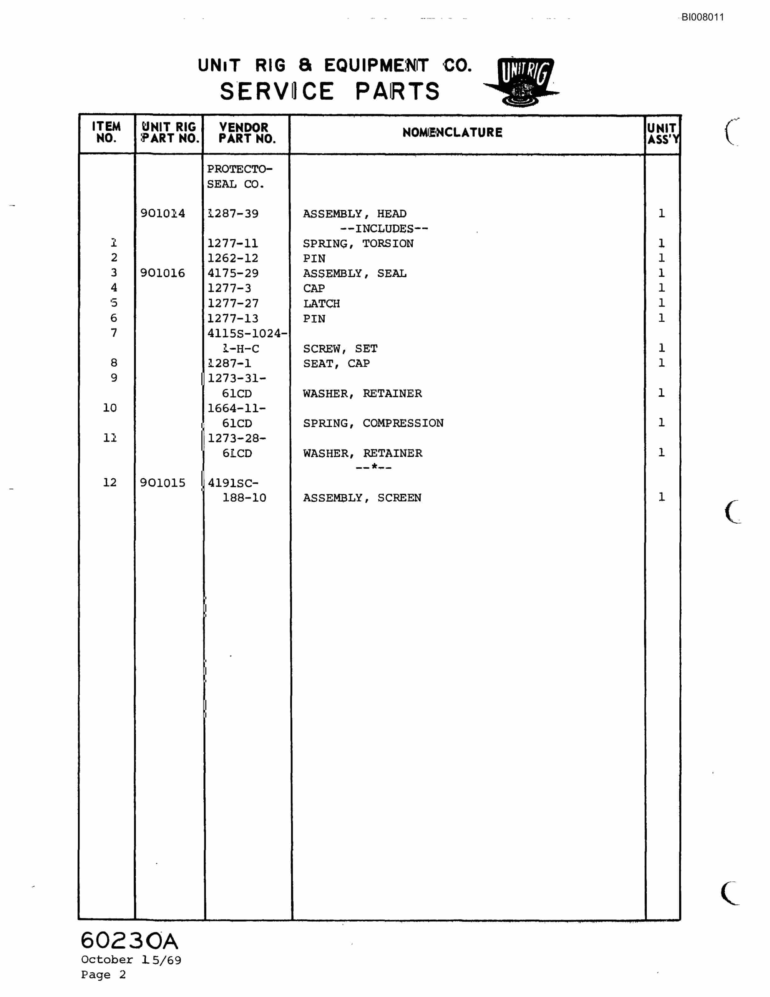 Bucyrus M-120 Parts Catalog BI008011-5