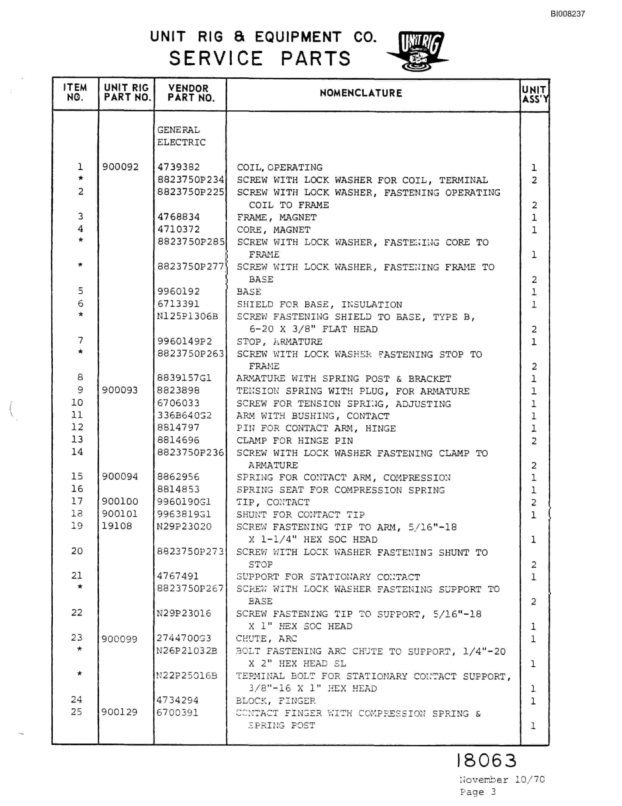 Bucyrus M-120 Parts Catalog BI008237-4