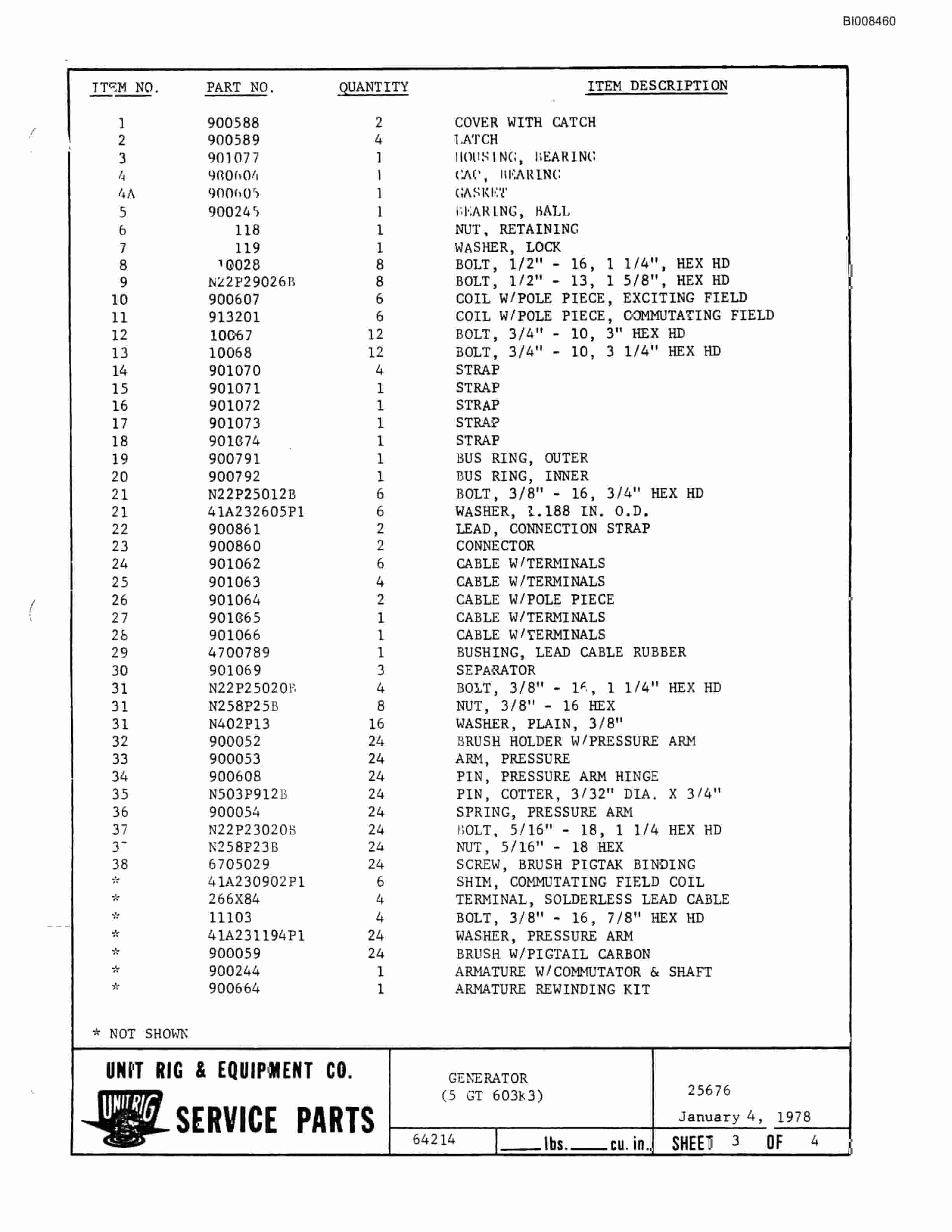Bucyrus M-120 Parts Catalog BI008460-3
