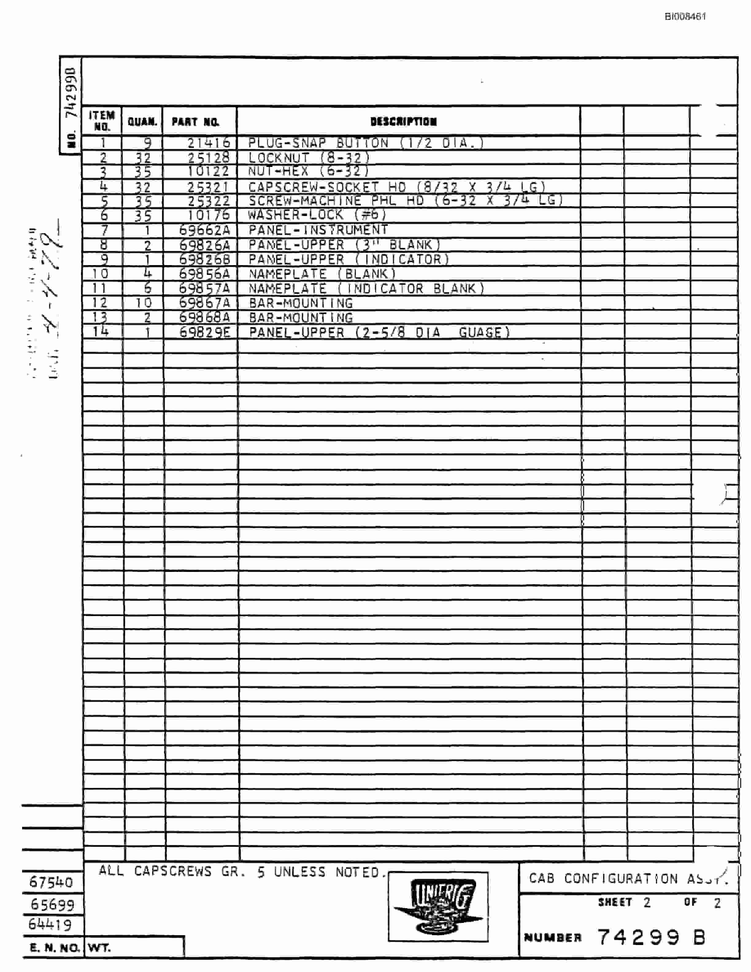 Bucyrus M-120 Parts Catalog BI008461-2