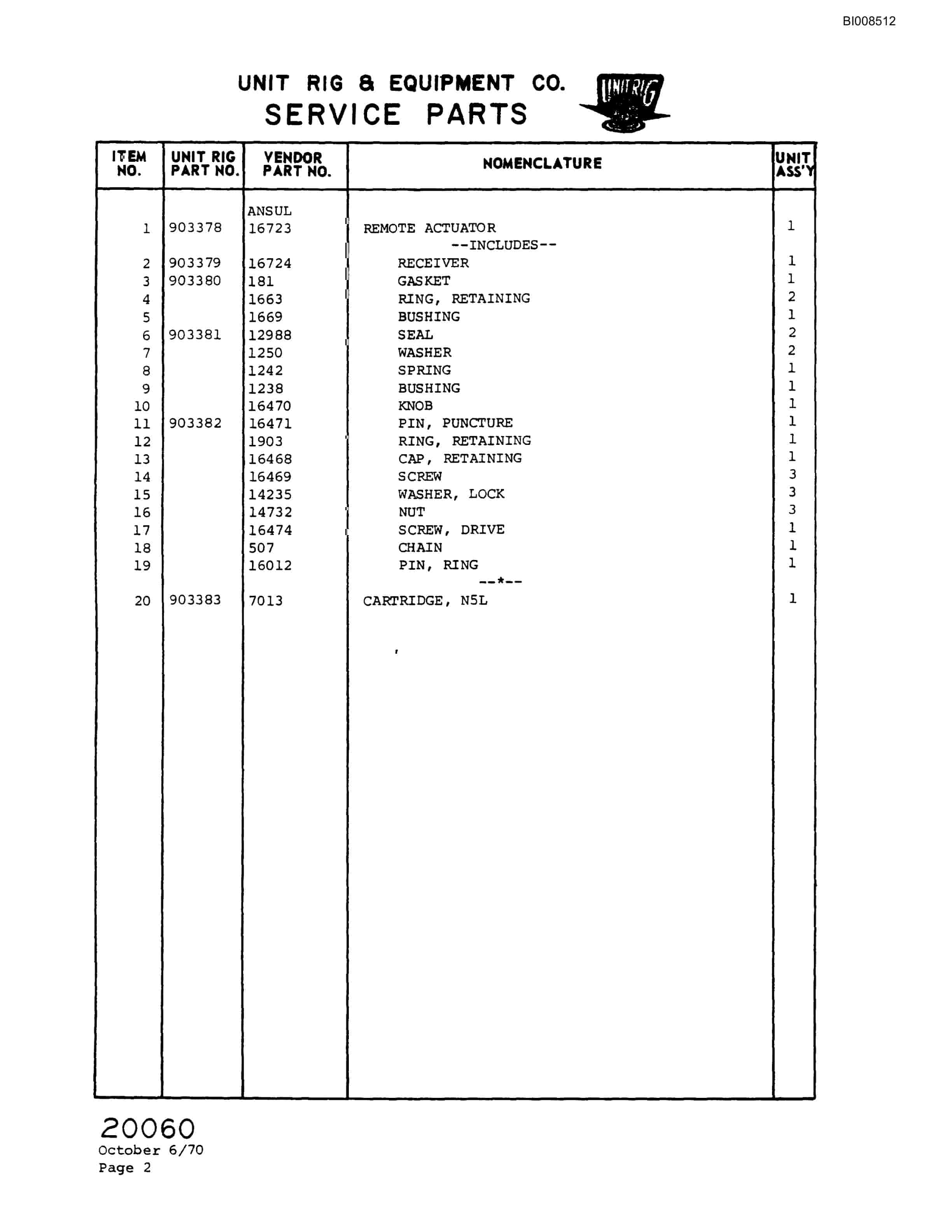 Bucyrus M-120 Parts Catalog BI008512-3