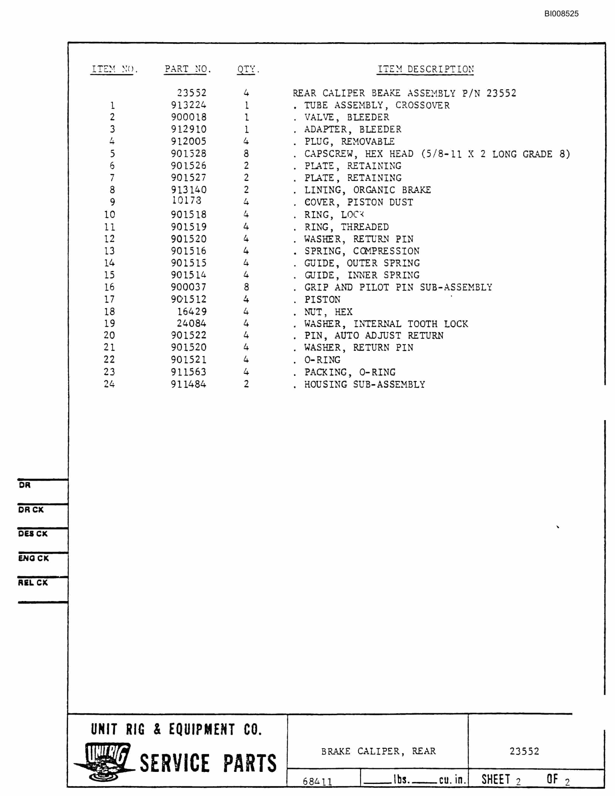Bucyrus M-120 Parts Catalog BI008525-3