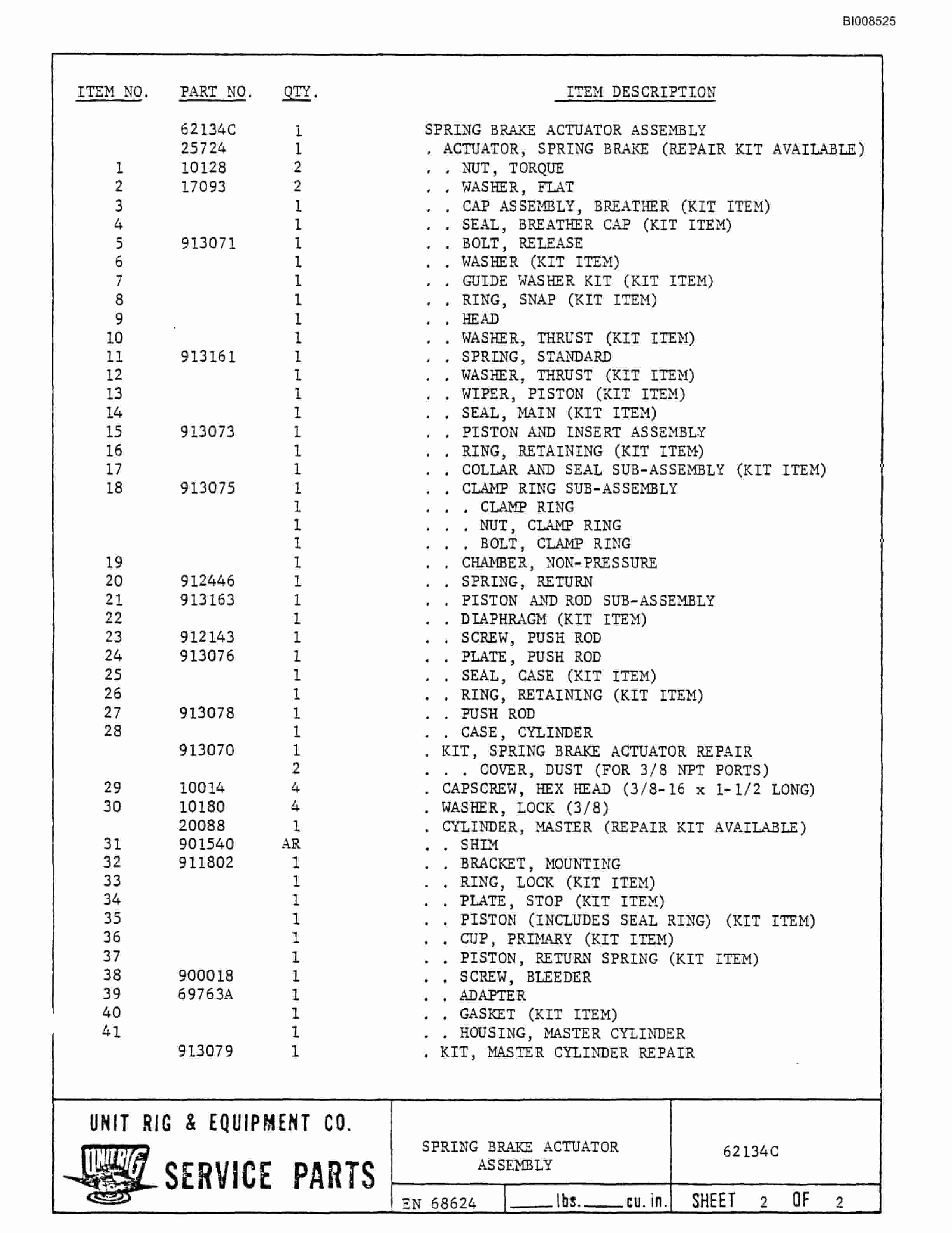 Bucyrus M-120 Parts Catalog BI008525-4