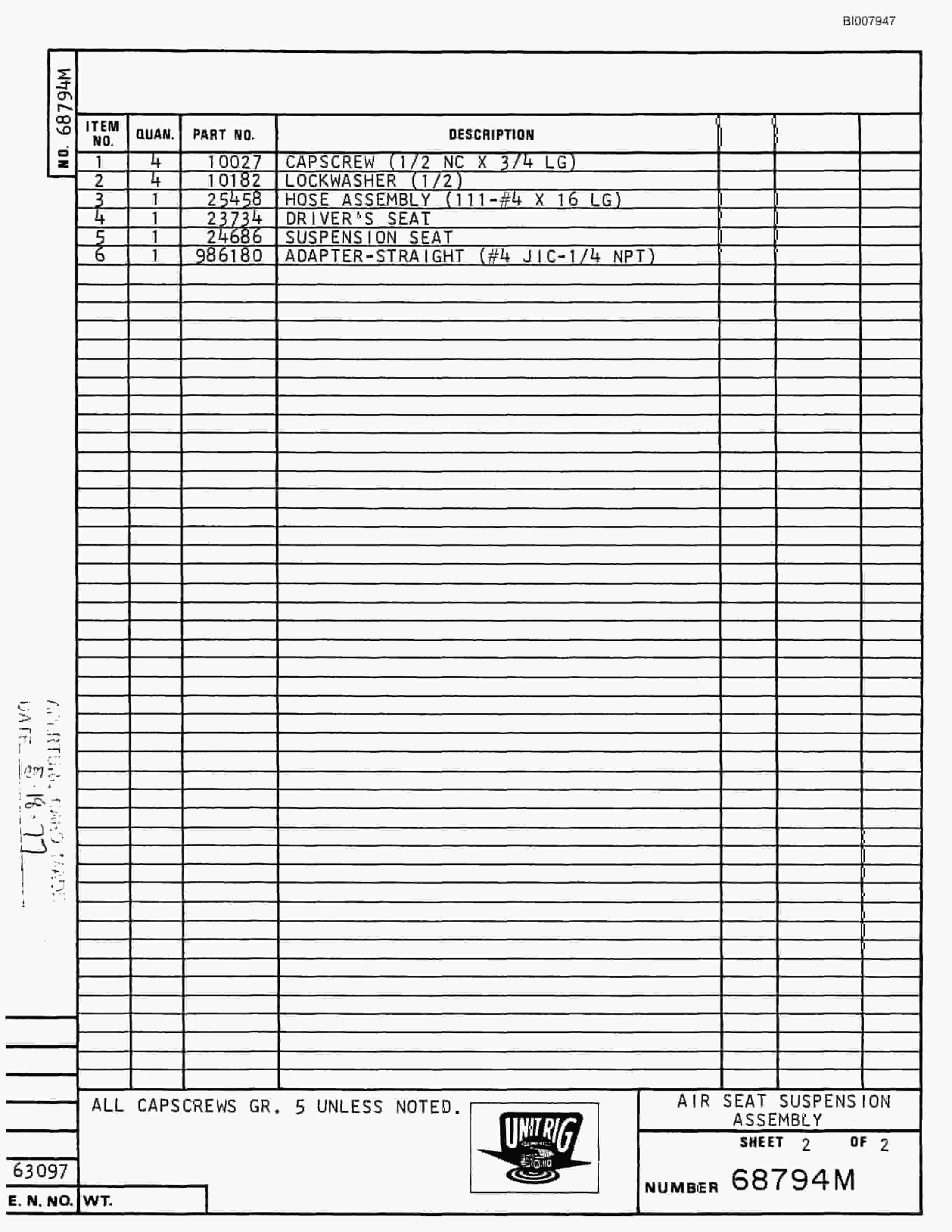 Bucyrus M-200 Assembly Parts Catalog BI007947-2