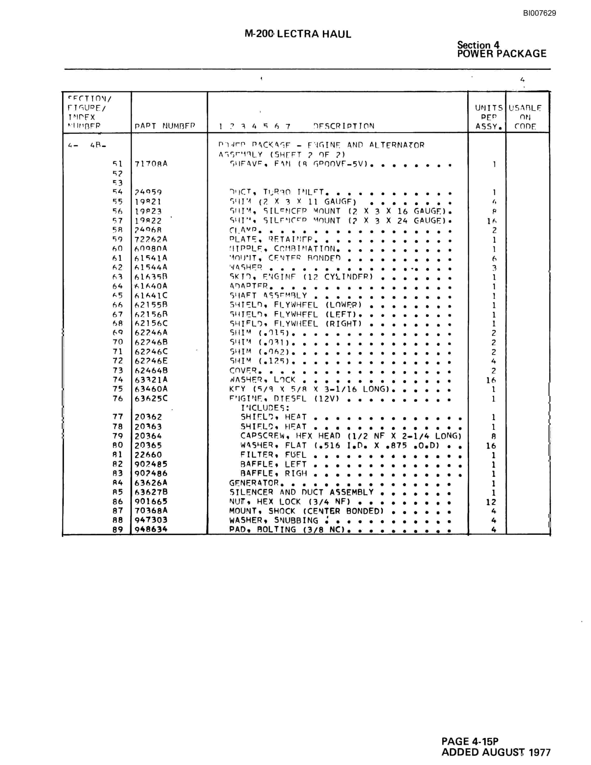 Bucyrus M-200 Lectra Haul Parts Catalog BI007629-2