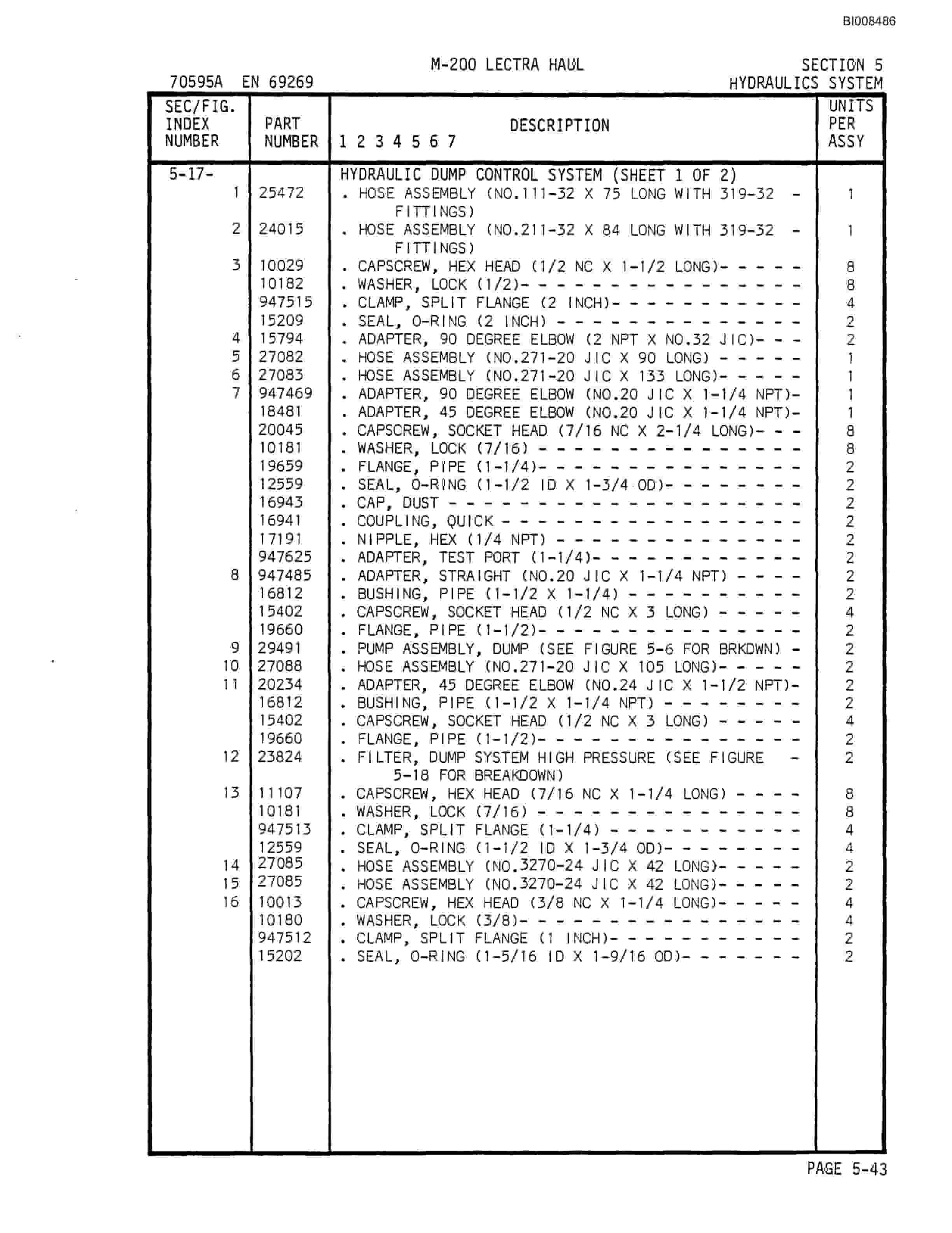 Bucyrus M-200 Parts Catalog BI008486-3