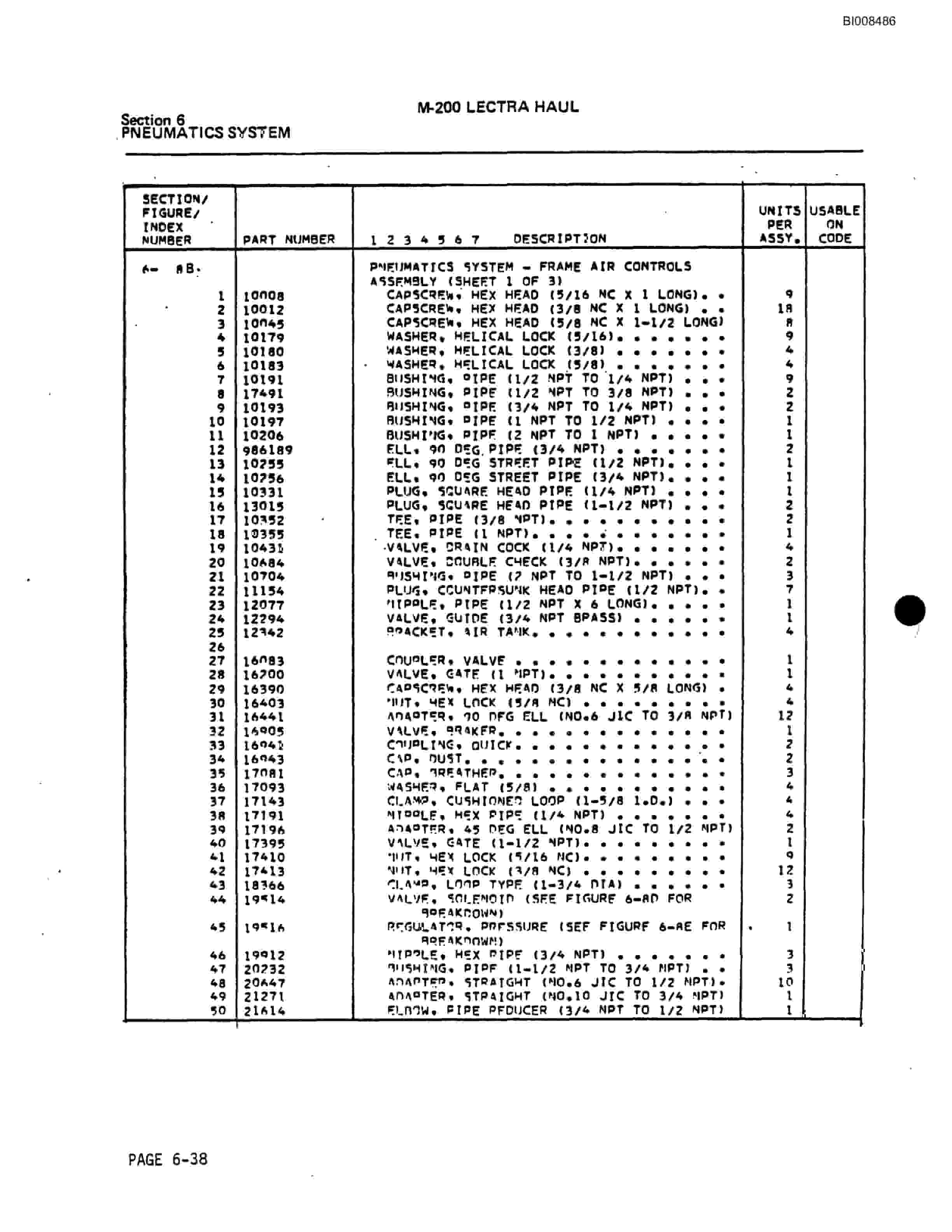 Bucyrus M-200 Parts Catalog BI008486-4