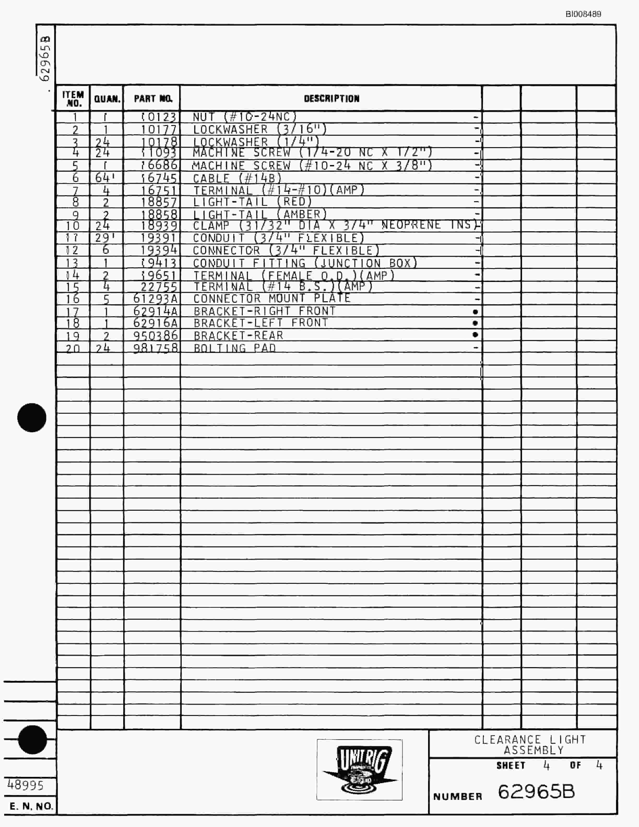 Bucyrus M-200 Parts Catalog BI008489-3