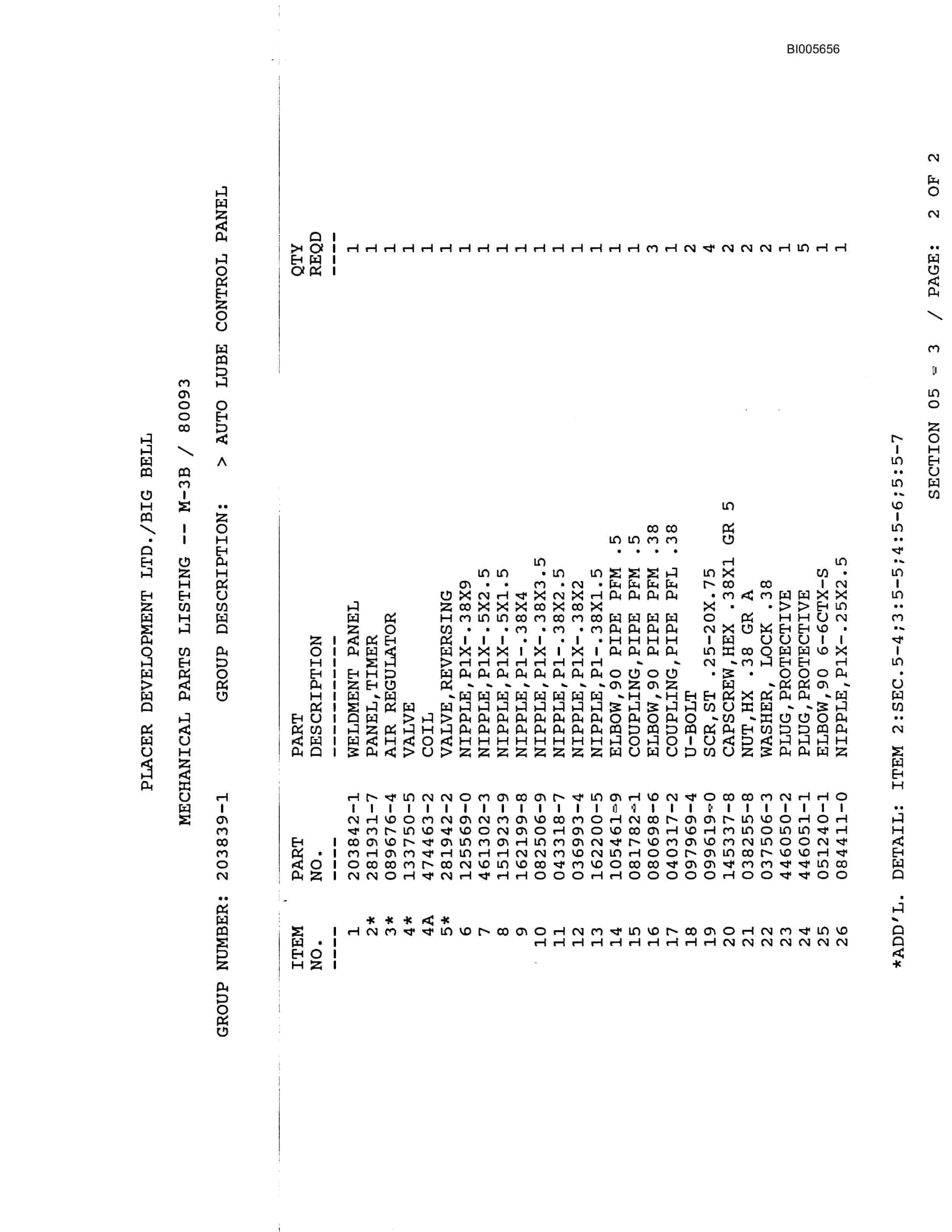 Bucyrus M-3B Blast Hole Drill Parts Catalog BI005656-3