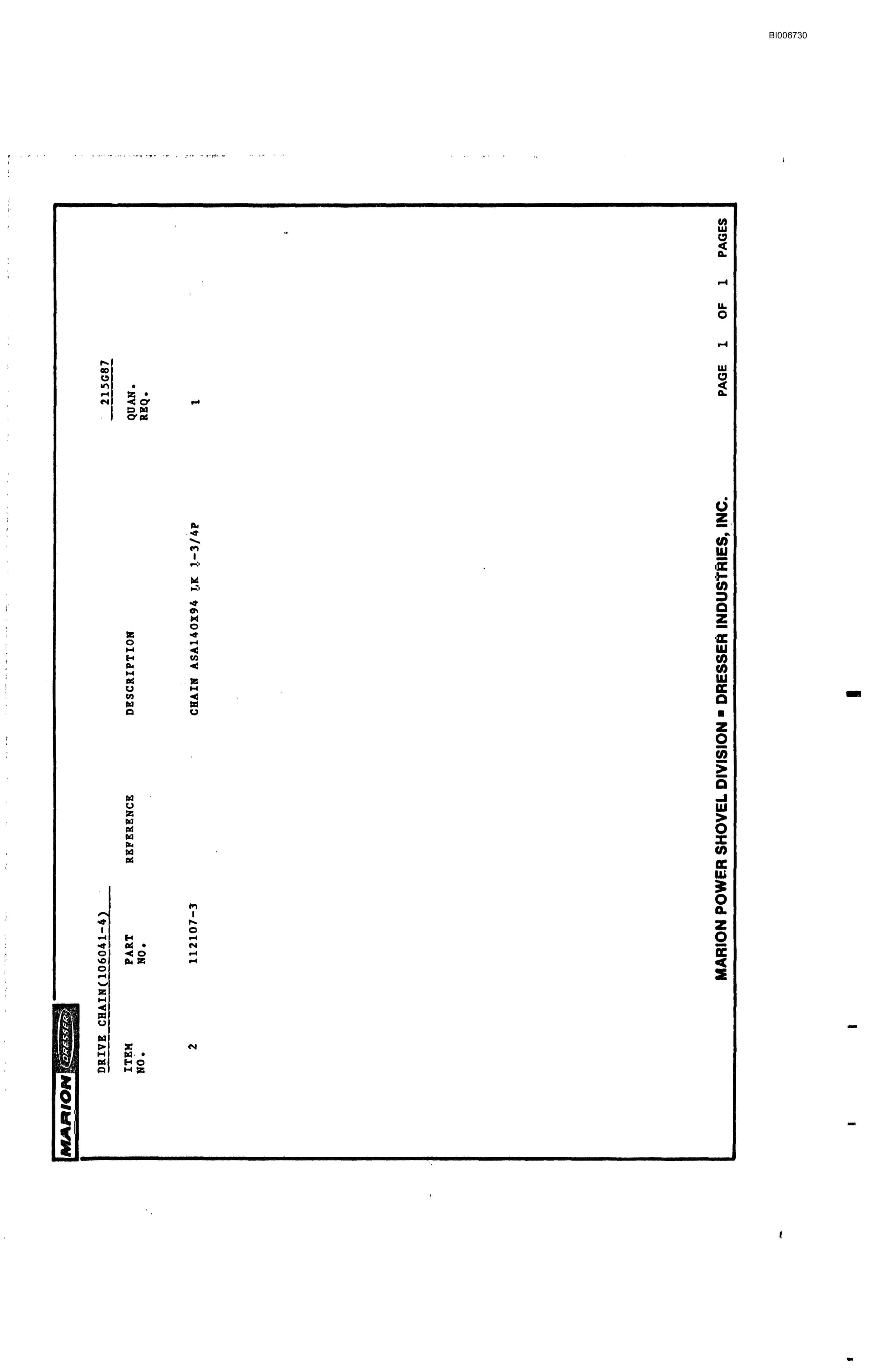 Bucyrus M-5 Drill Parts Catalog BI006730-4