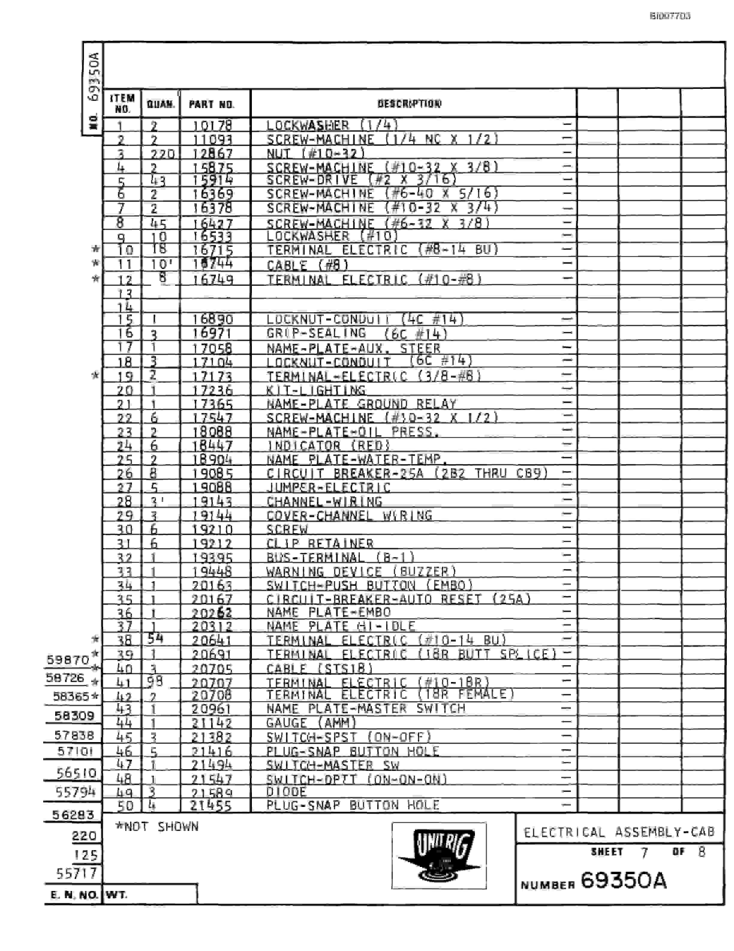 Bucyrus M-85 Assembly Parts Catalog BI007703-2