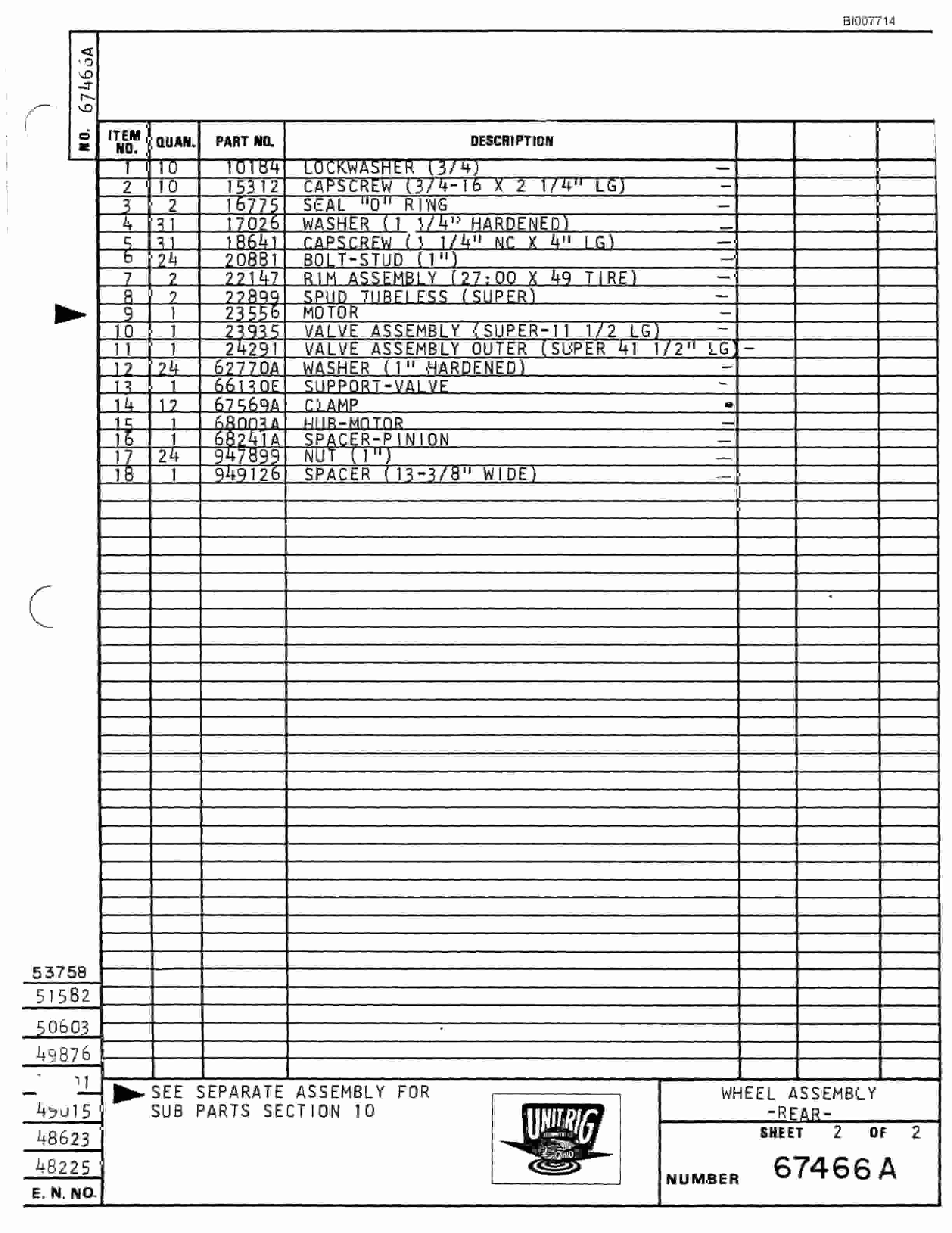 Bucyrus M-85 Assembly Parts Catalog BI007714-3