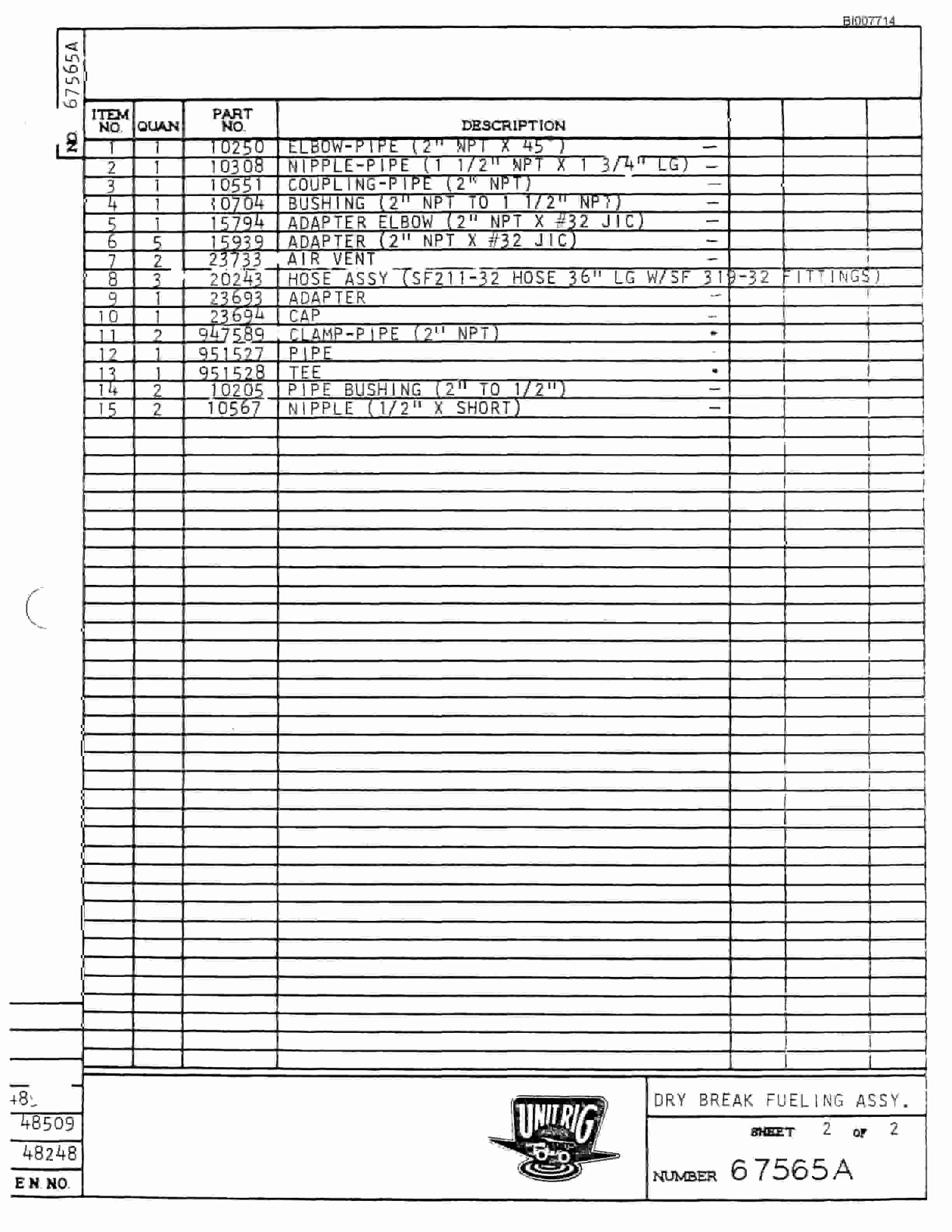 Bucyrus M-85 Assembly Parts Catalog BI007714-5