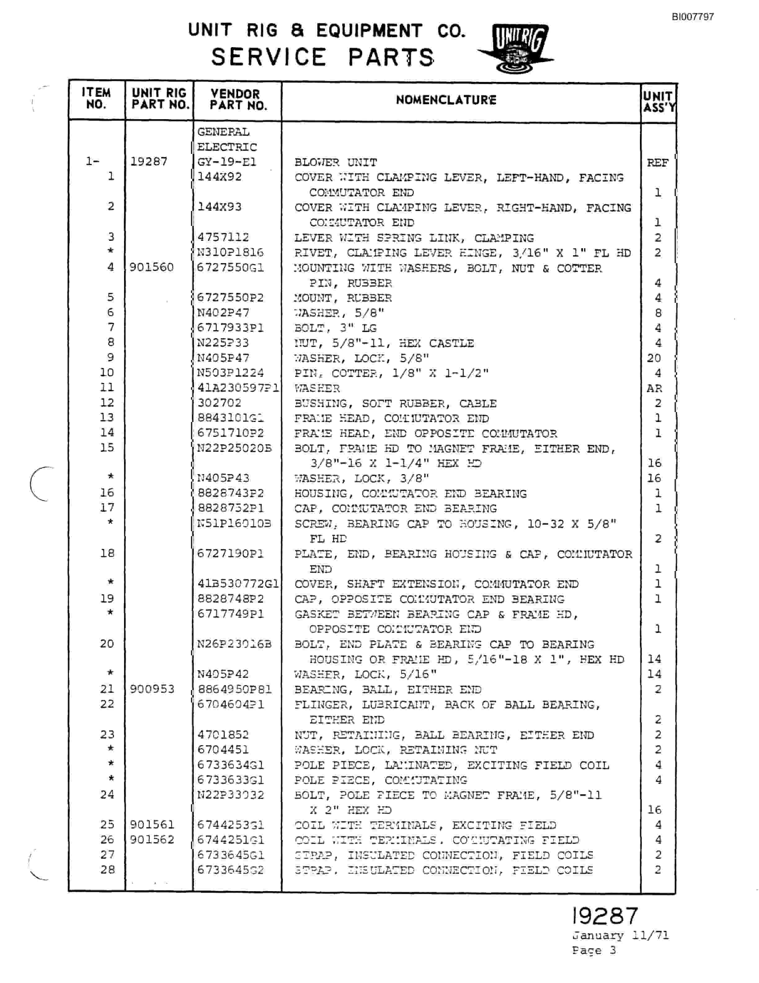 Bucyrus M-85 Assembly Parts Catalog BI007797-4