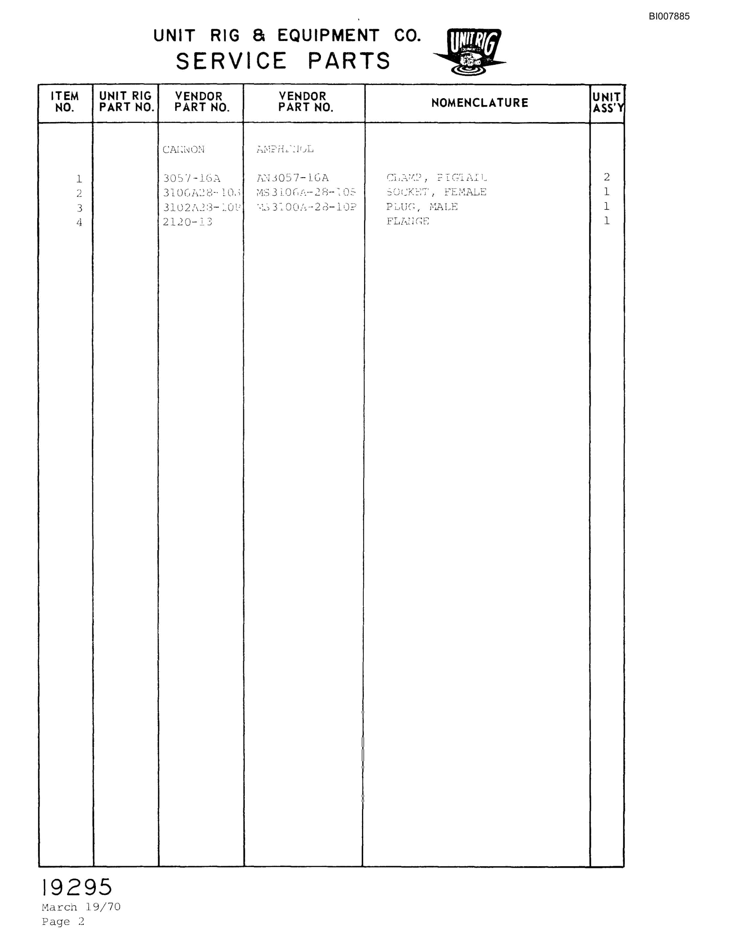 Bucyrus M-85 Assembly Parts Catalog BI007885-5