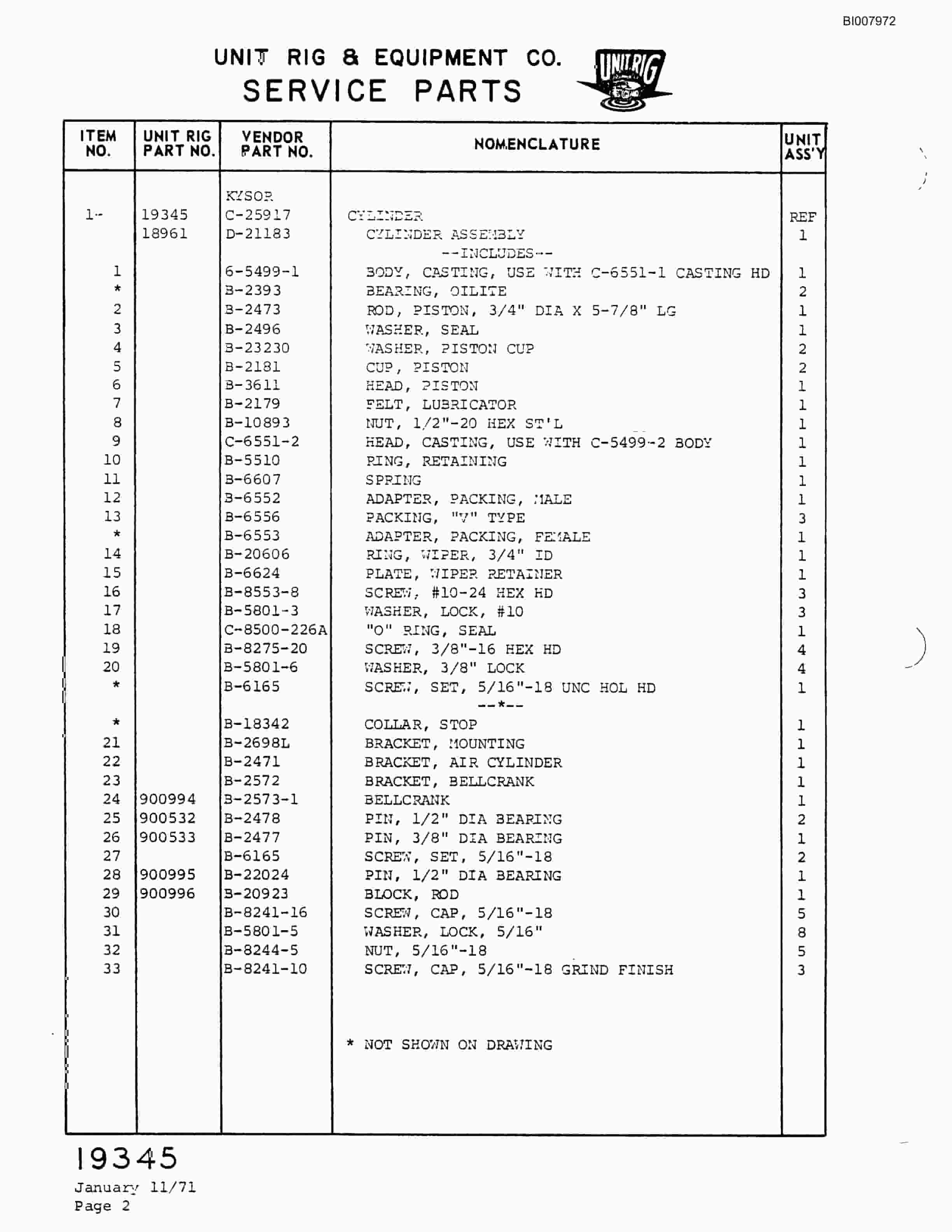 Bucyrus M-85 Assembly Parts Catalog BI007972-4