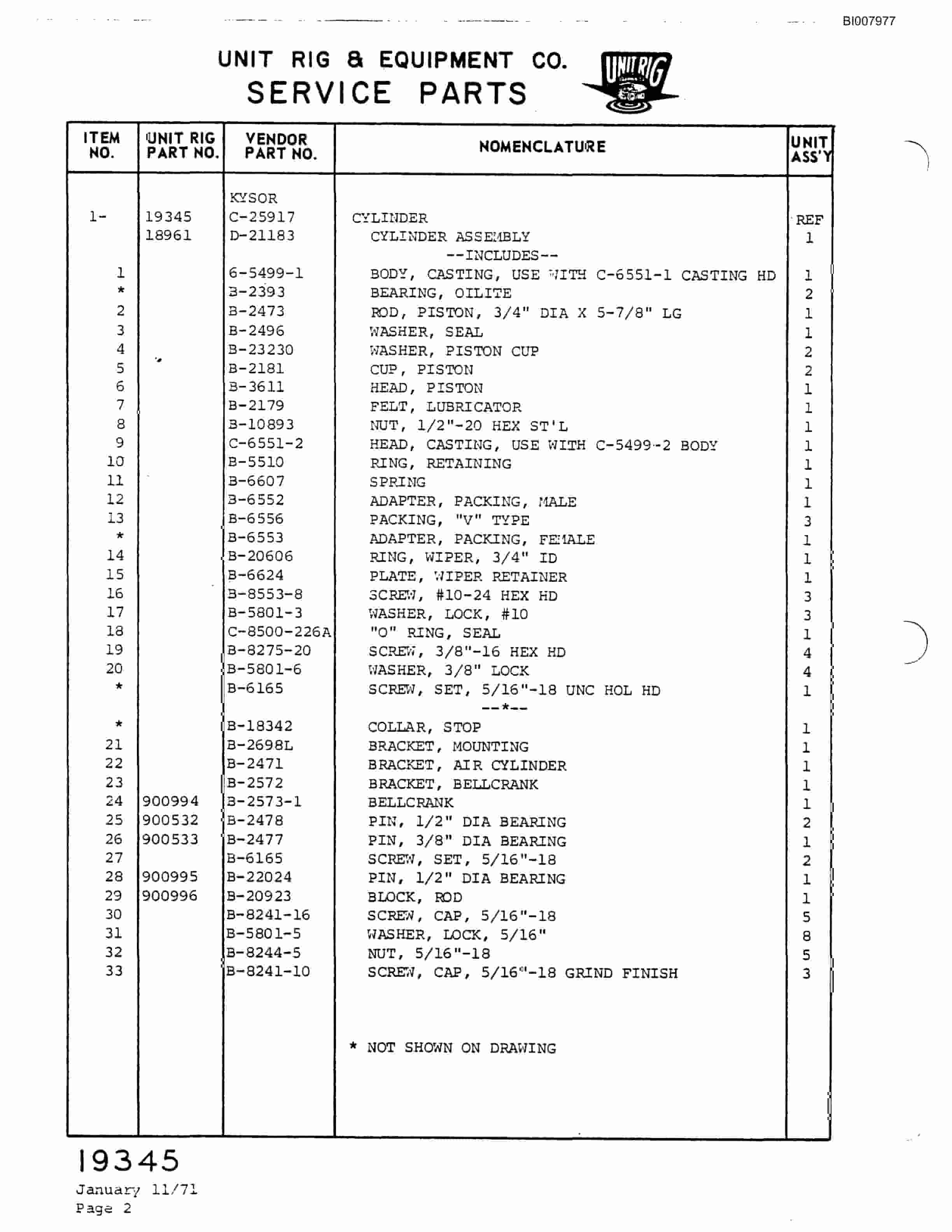 Bucyrus M-85 Assembly Parts Catalog BI007977-4