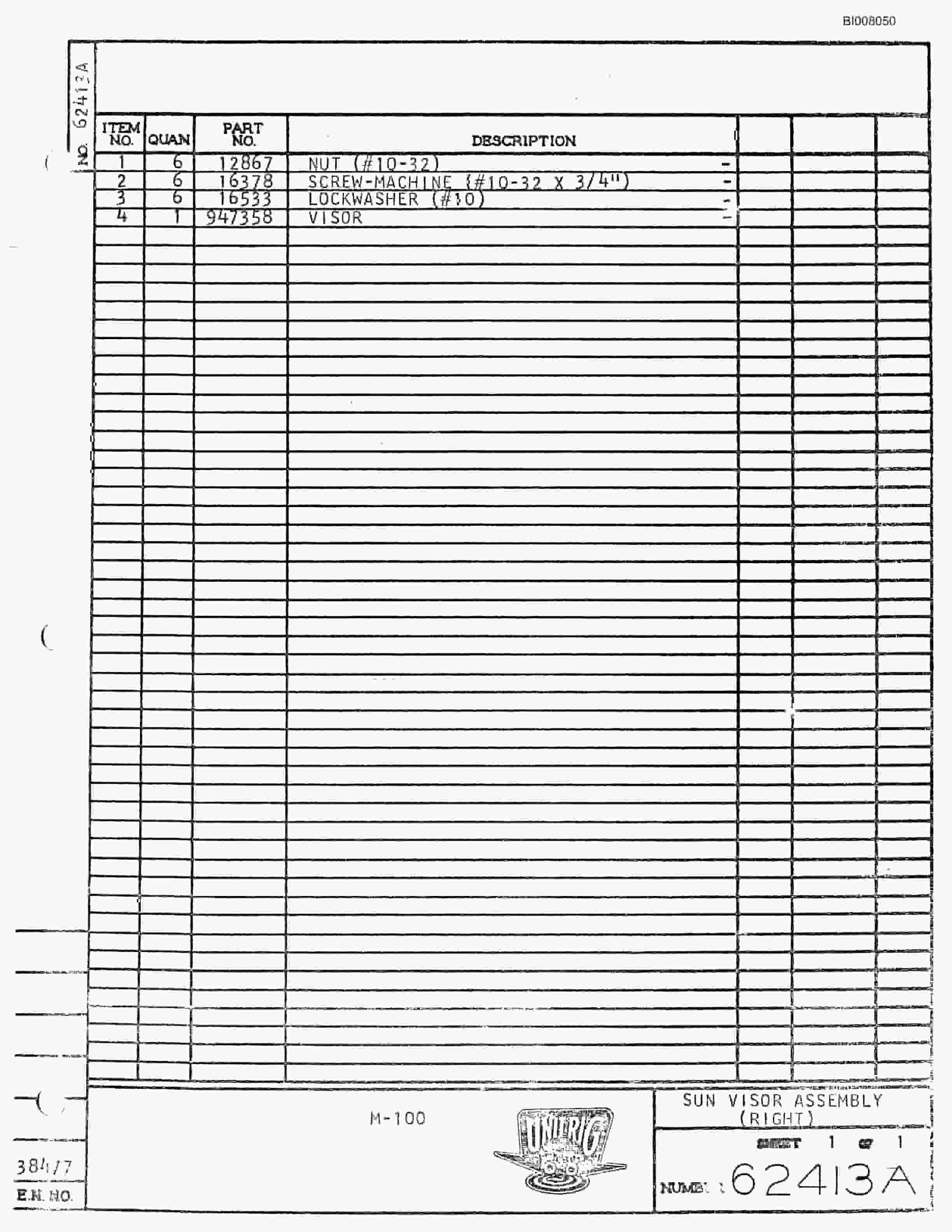 Bucyrus M-85 Assembly Parts Catalog BI008050-3