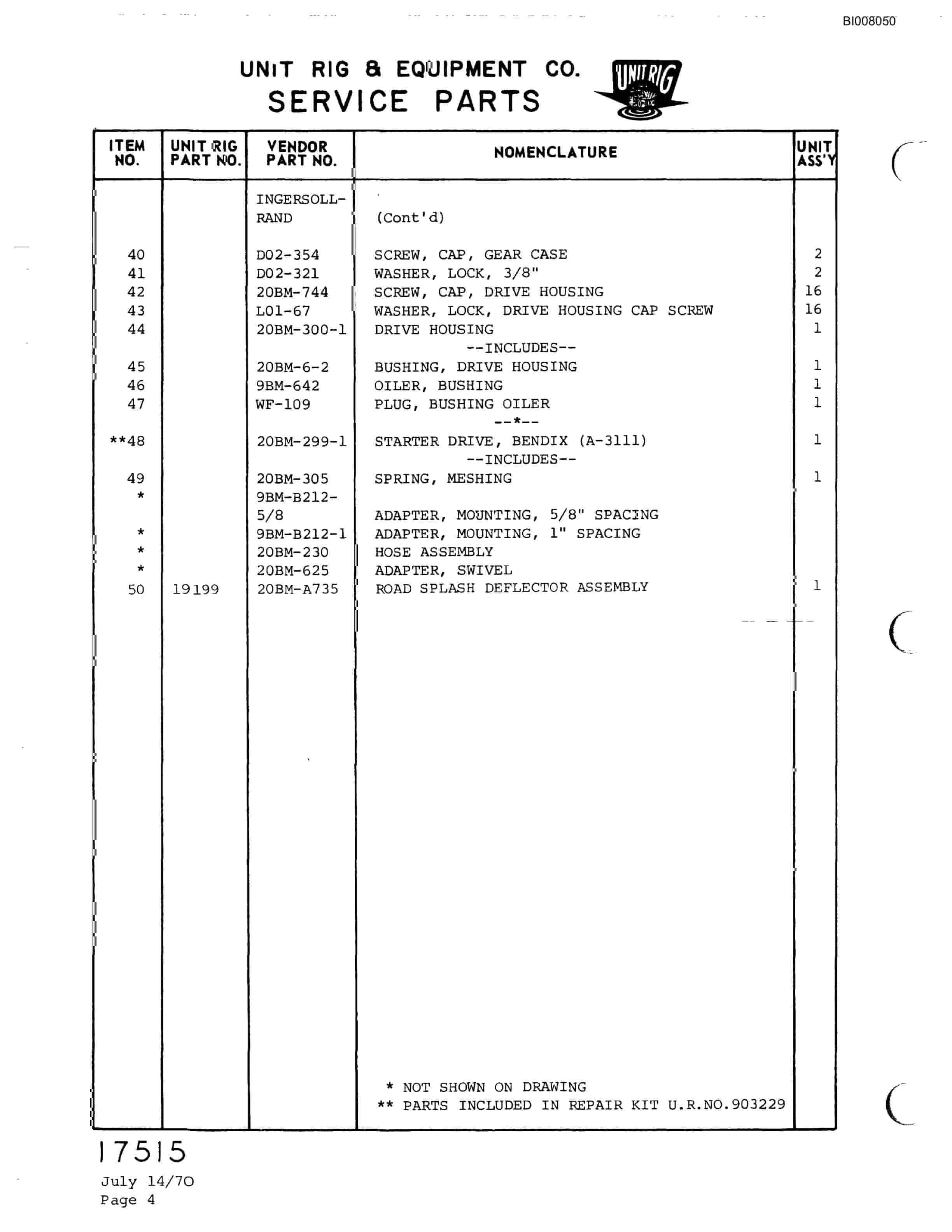 Bucyrus M-85 Assembly Parts Catalog BI008050-5