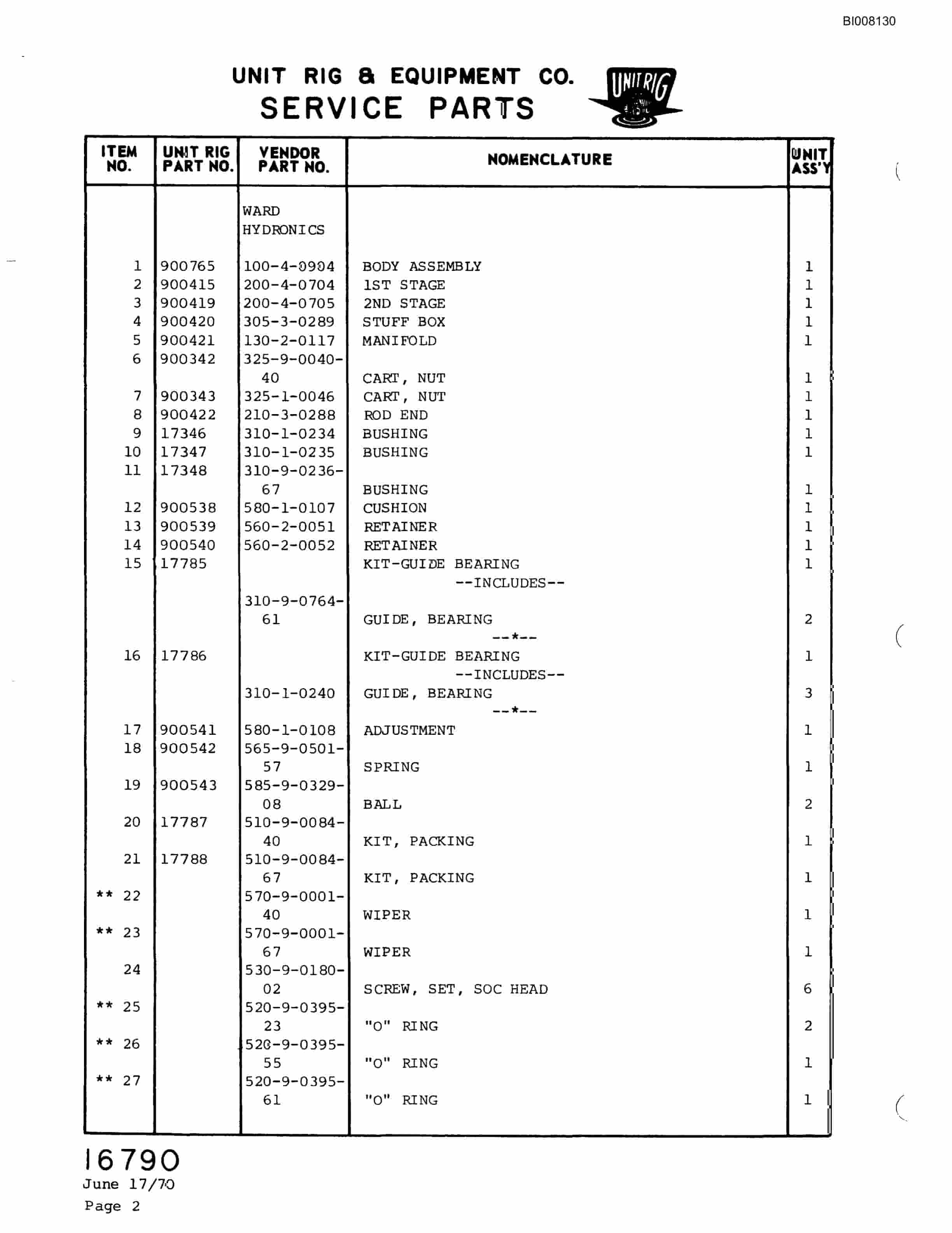 Bucyrus M-85 Assembly Parts Catalog BI008130-4