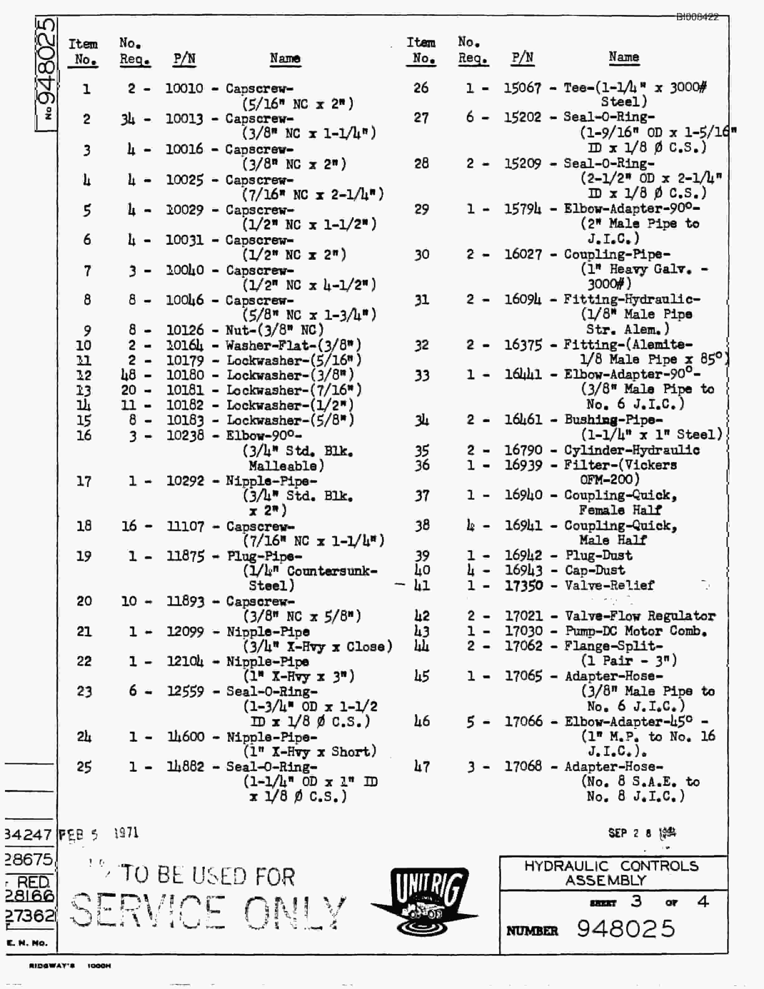 Bucyrus M-85 Assembly Parts Catalog BI008422-4