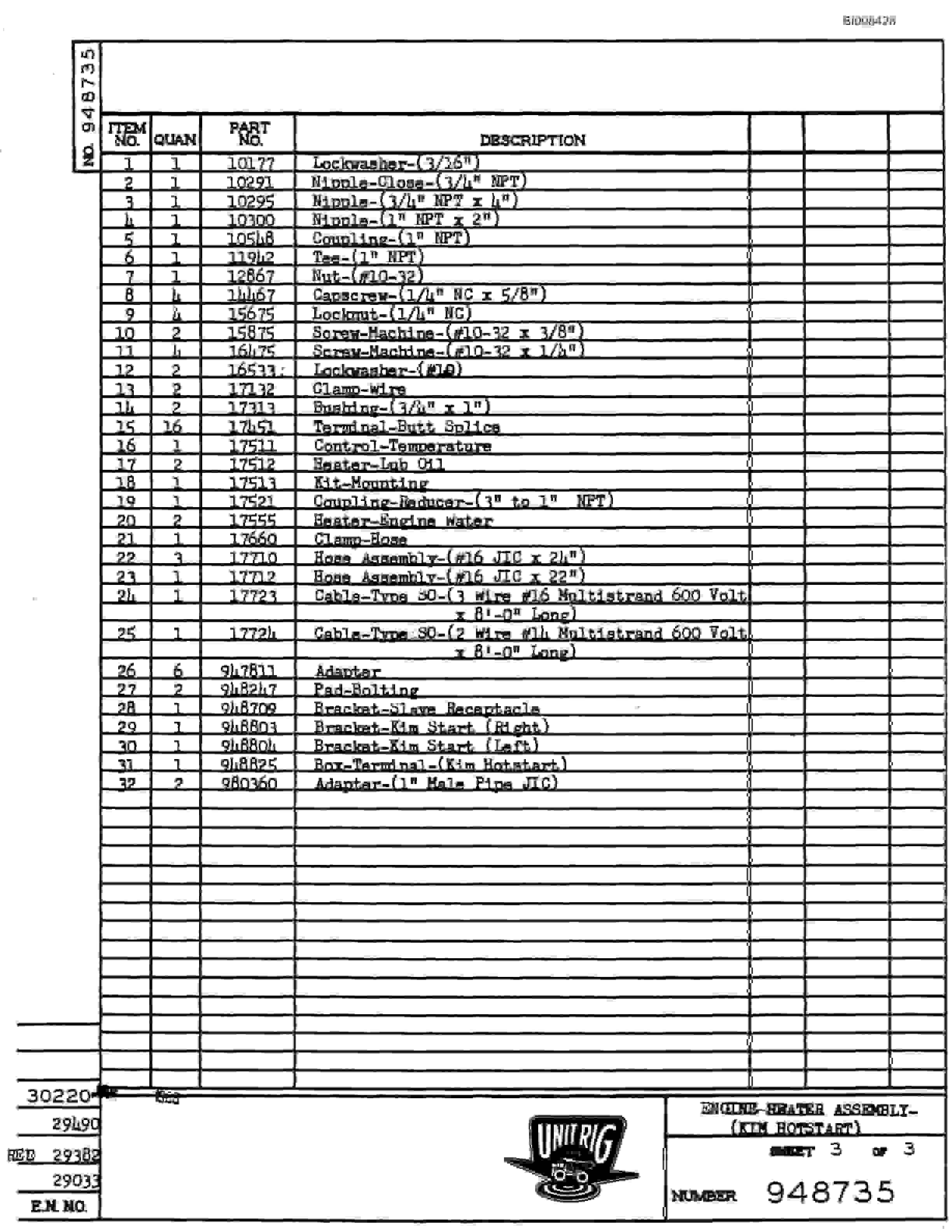 Bucyrus M-85 Assembly Parts Catalog BI008428-2