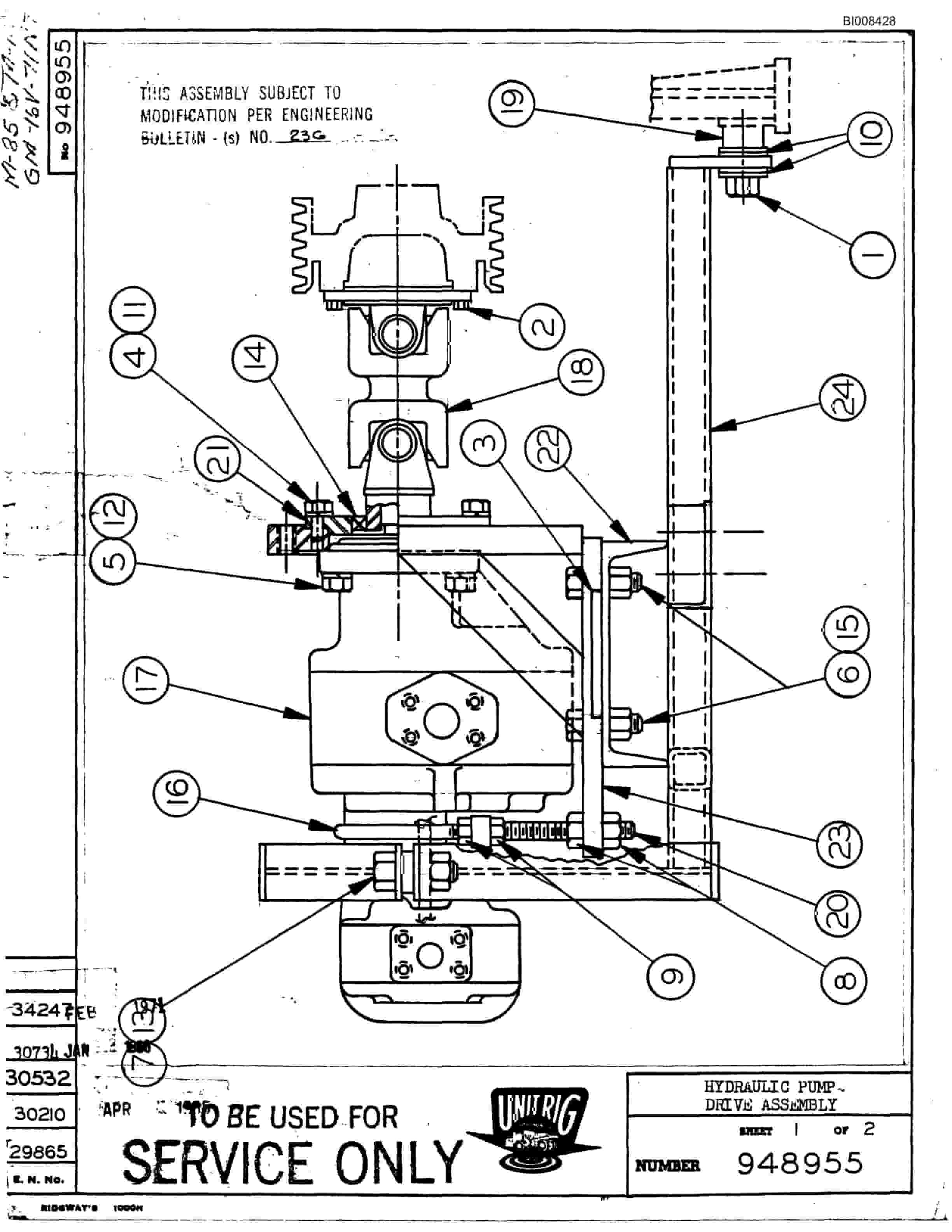 Bucyrus M-85 Assembly Parts Catalog BI008428-3
