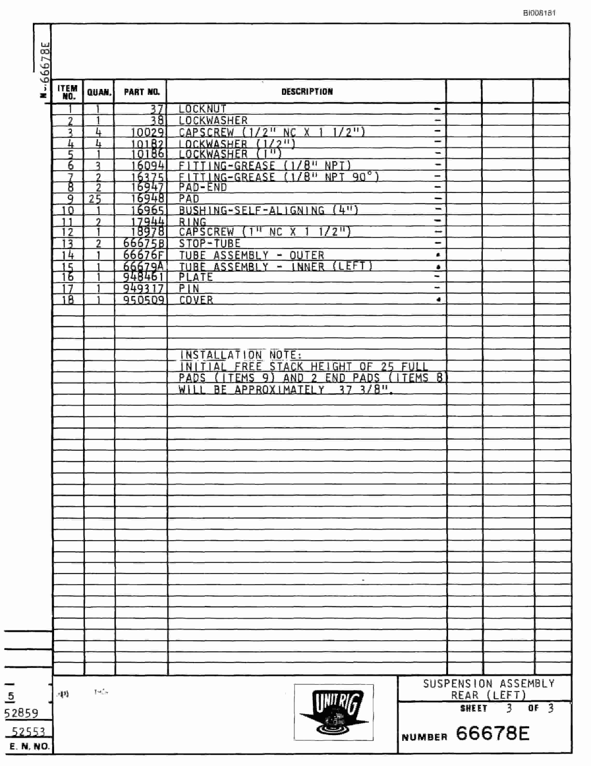 Bucyrus M-85 Illustrated Parts Catalog BI008181-2