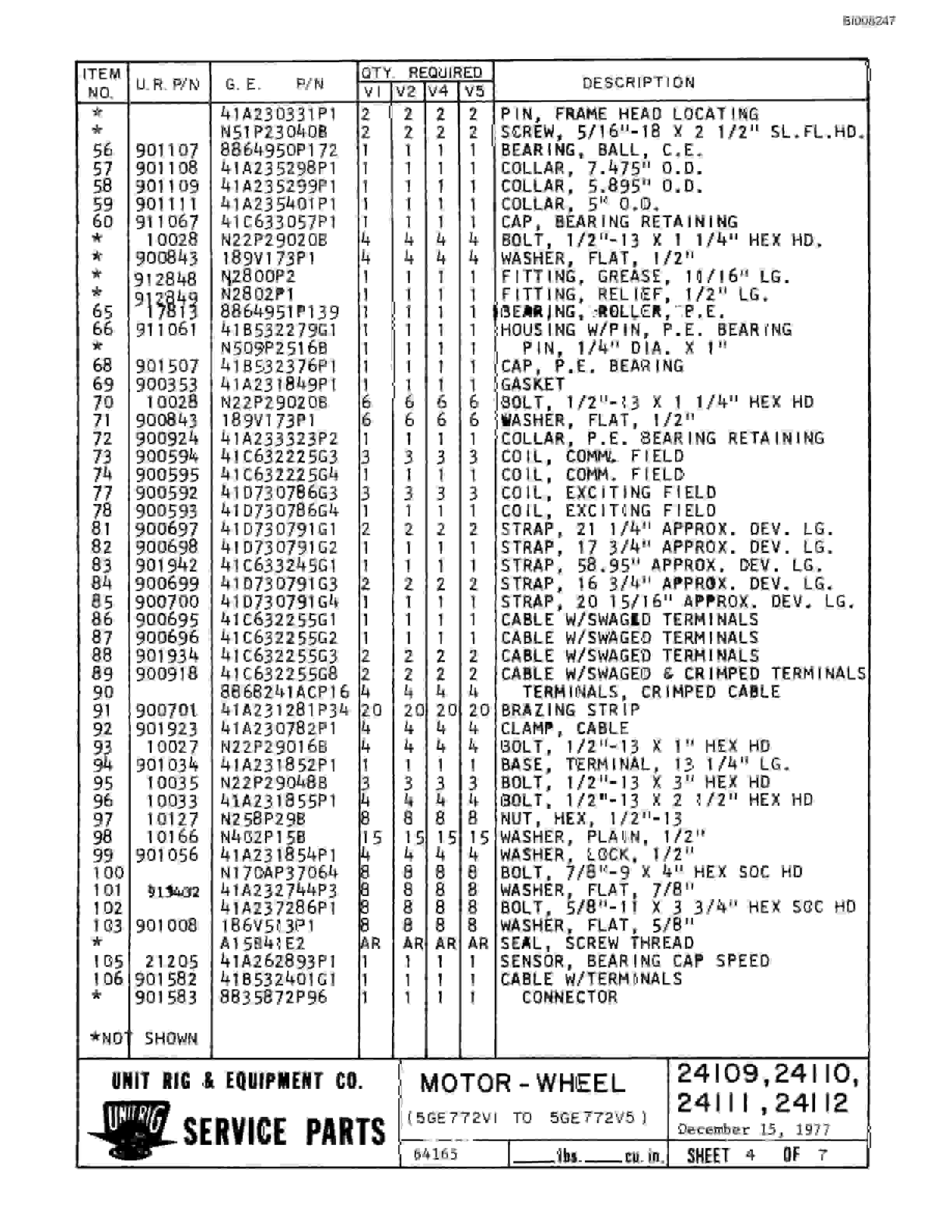 Bucyrus M-85 Illustrated Parts Catalog BI008247-5