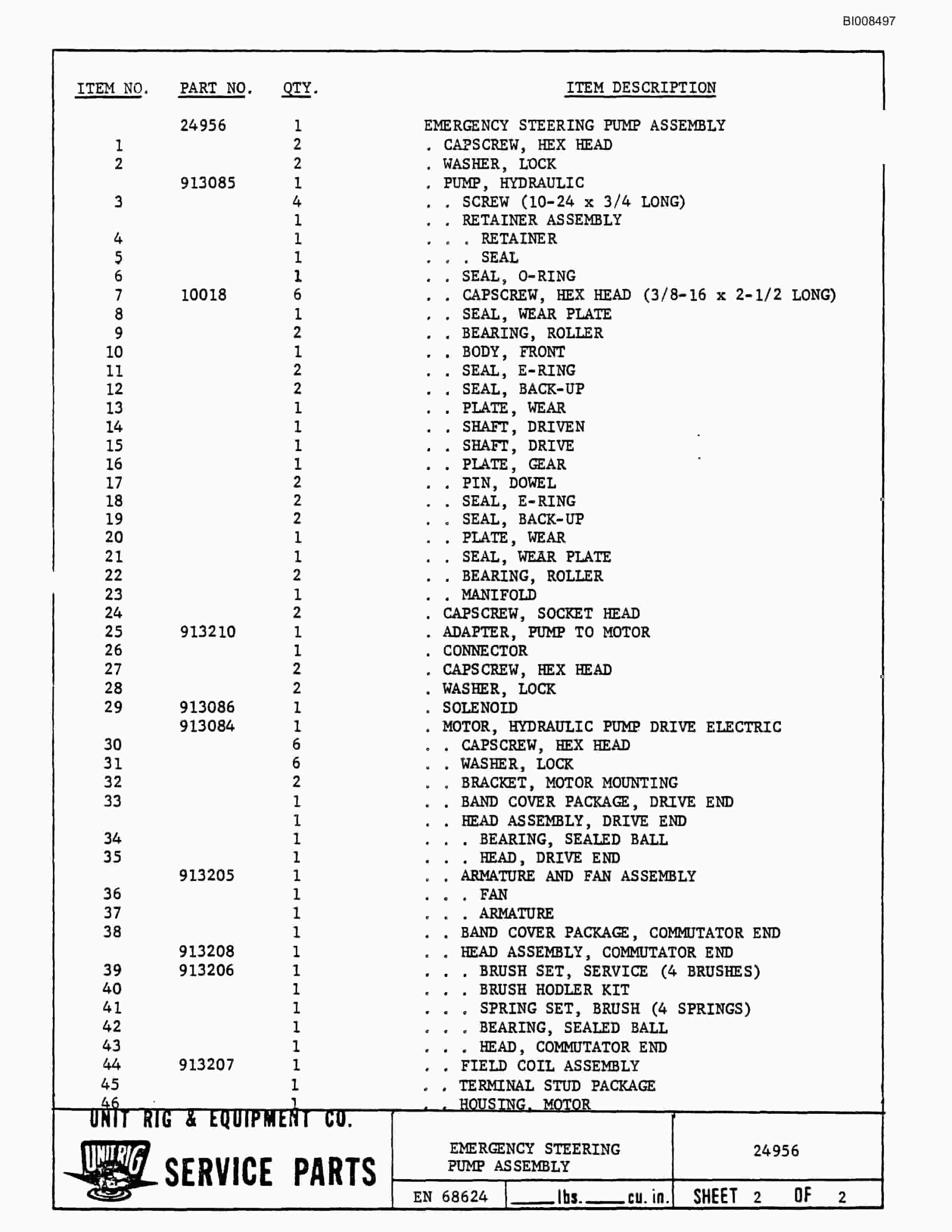 Bucyrus M-85 Illustrated Parts Catalog BI008497-3
