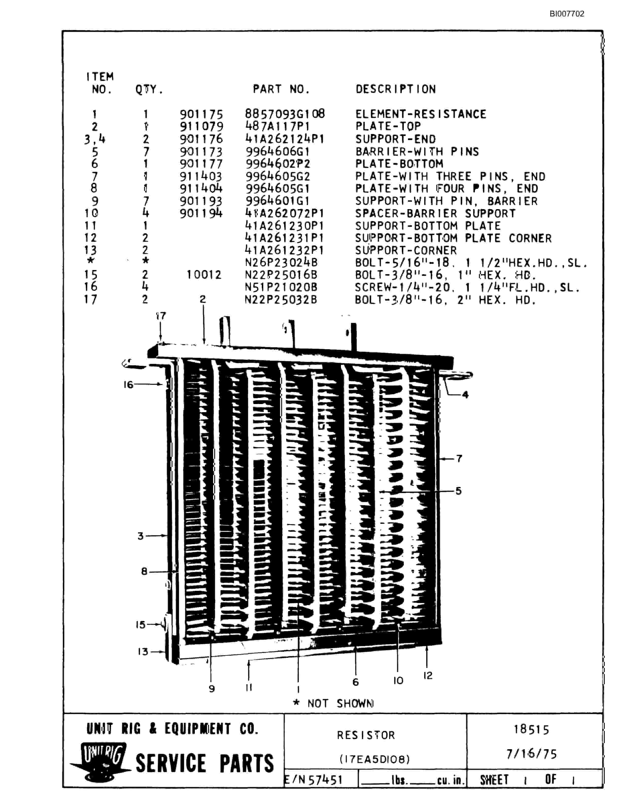 Bucyrus M-85 Parts Catalog BI007702-3