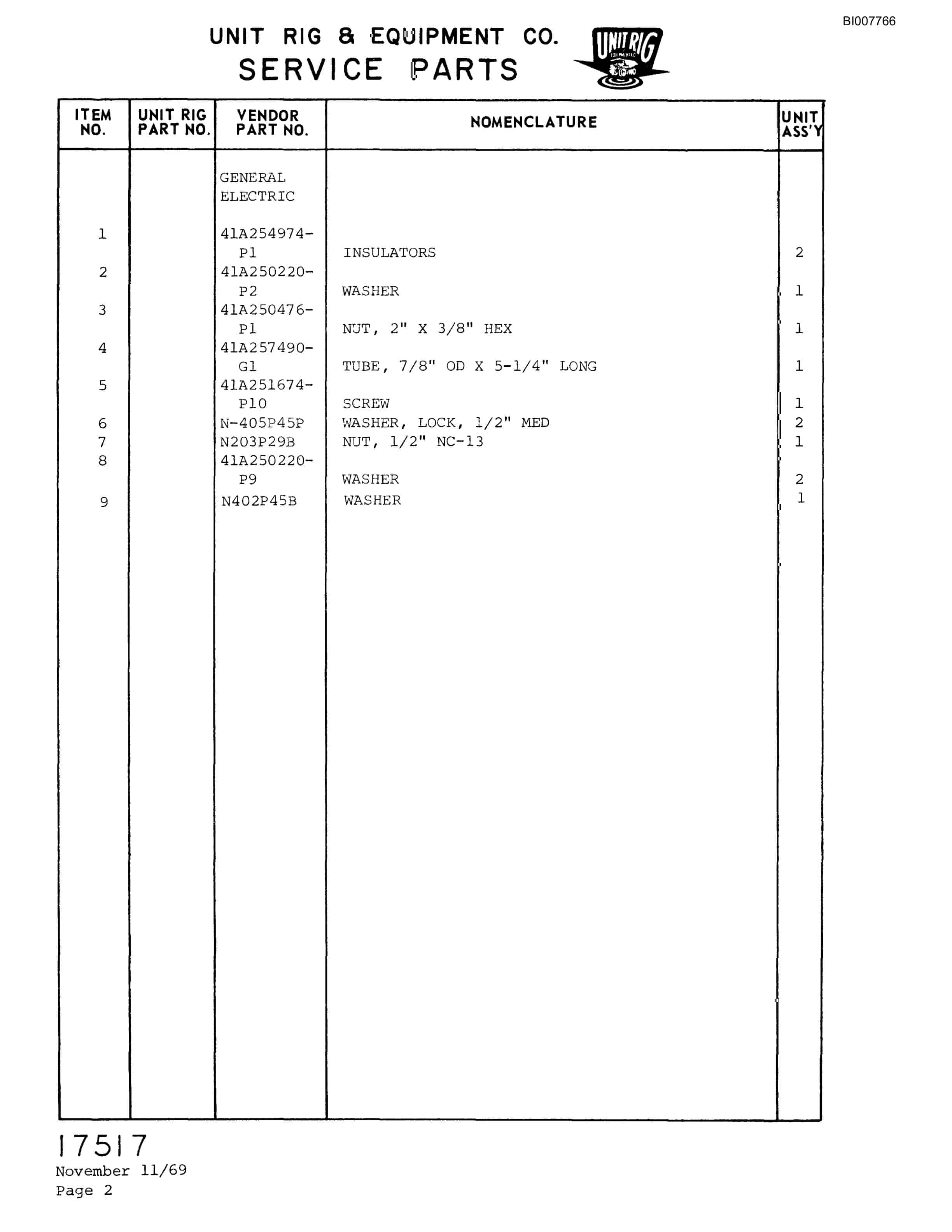 Bucyrus M-85 Parts Catalog BI007766-4