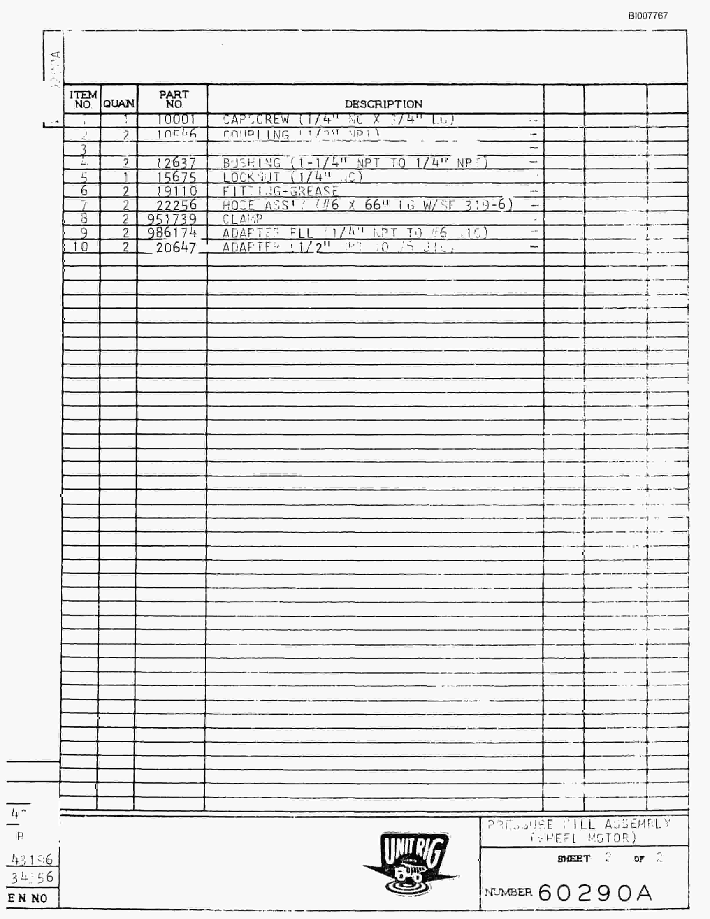 Bucyrus M-85 Parts Catalog BI007767-2